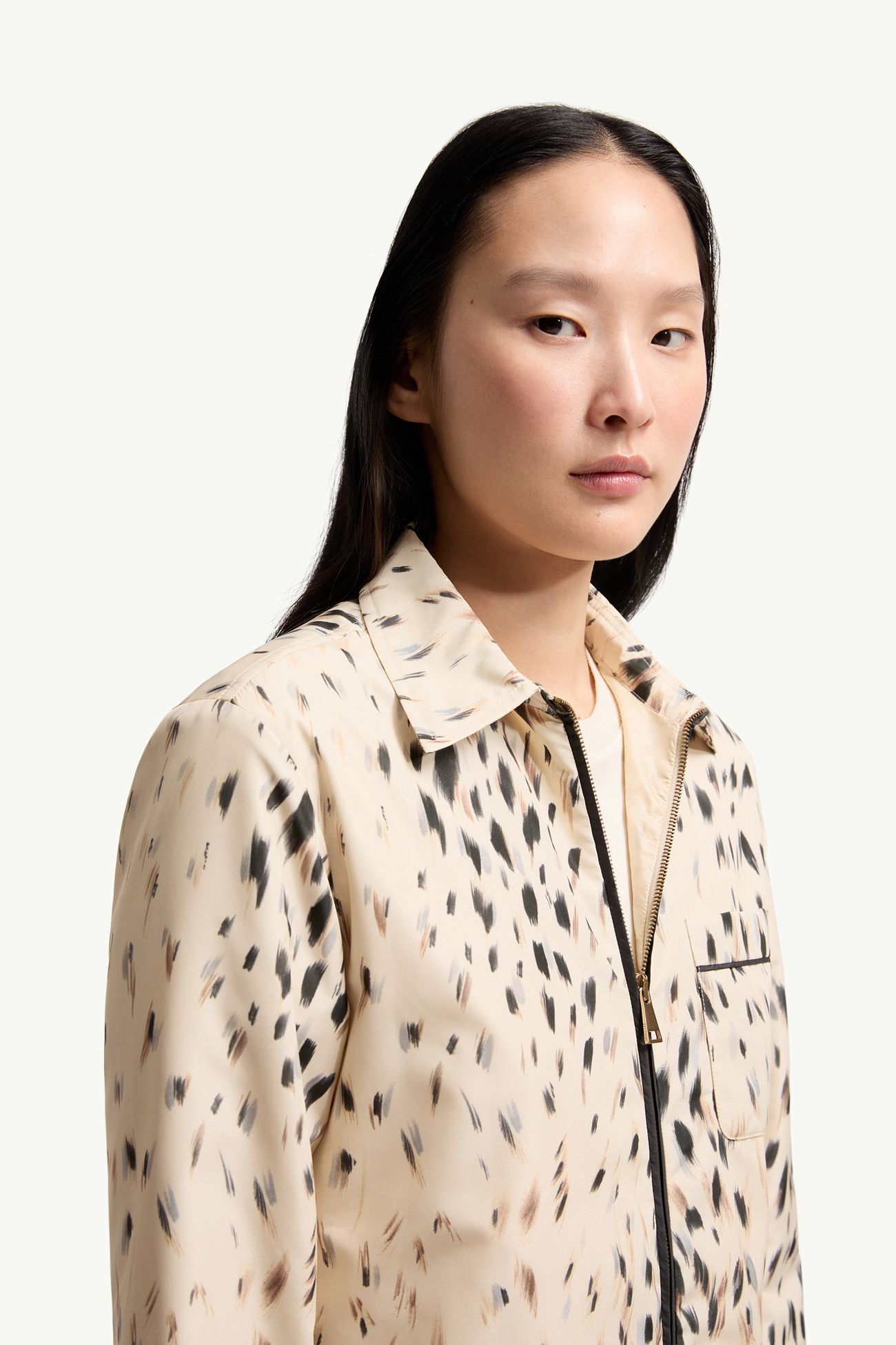 Camicia con Zip e Stampa Animalier Donna Bianco Avorio Moncler 5