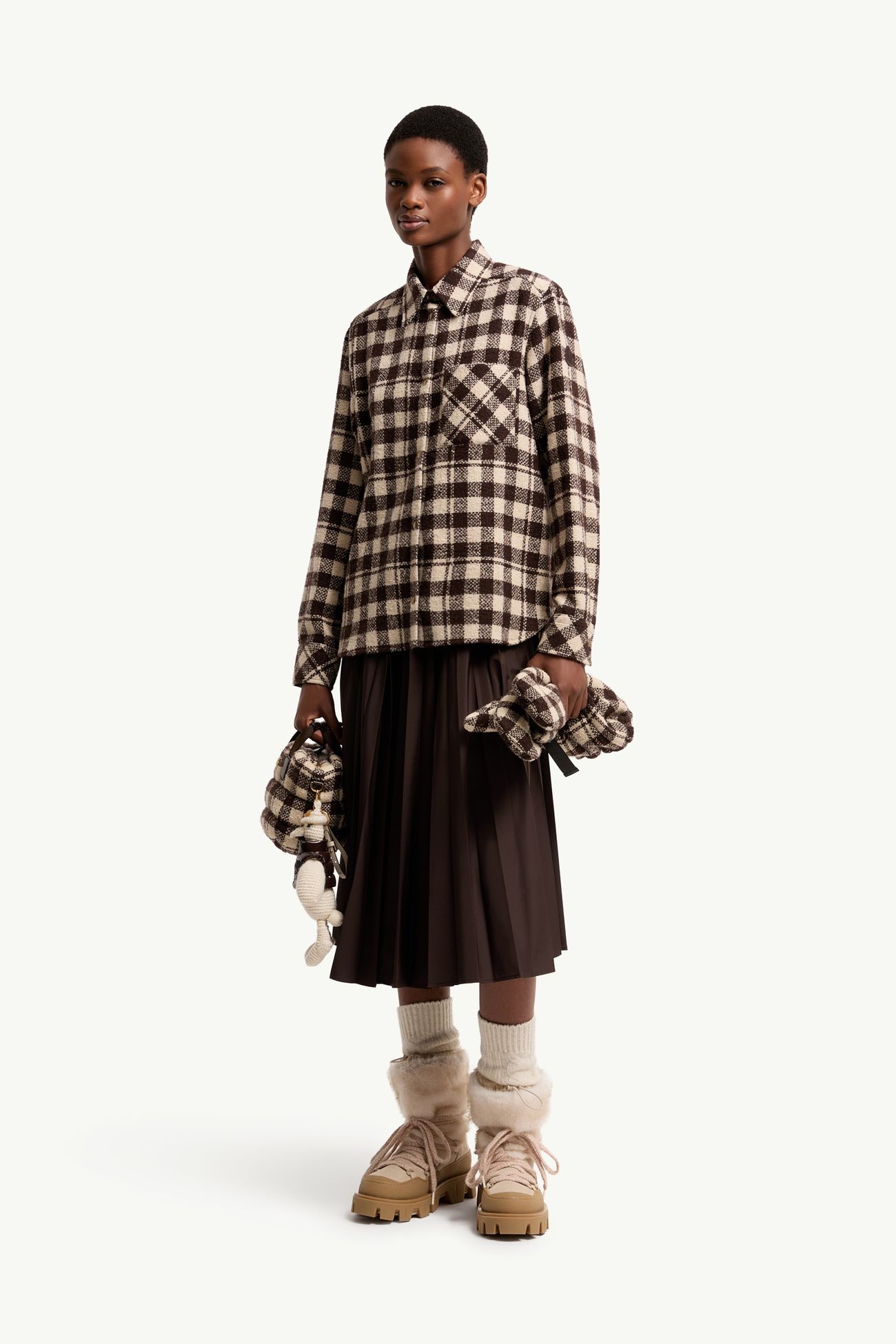 Wool Shirt Women Brown & White Moncler 0