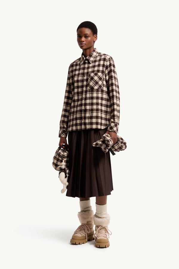 Wool Shirt Women Brown & White Moncler 0