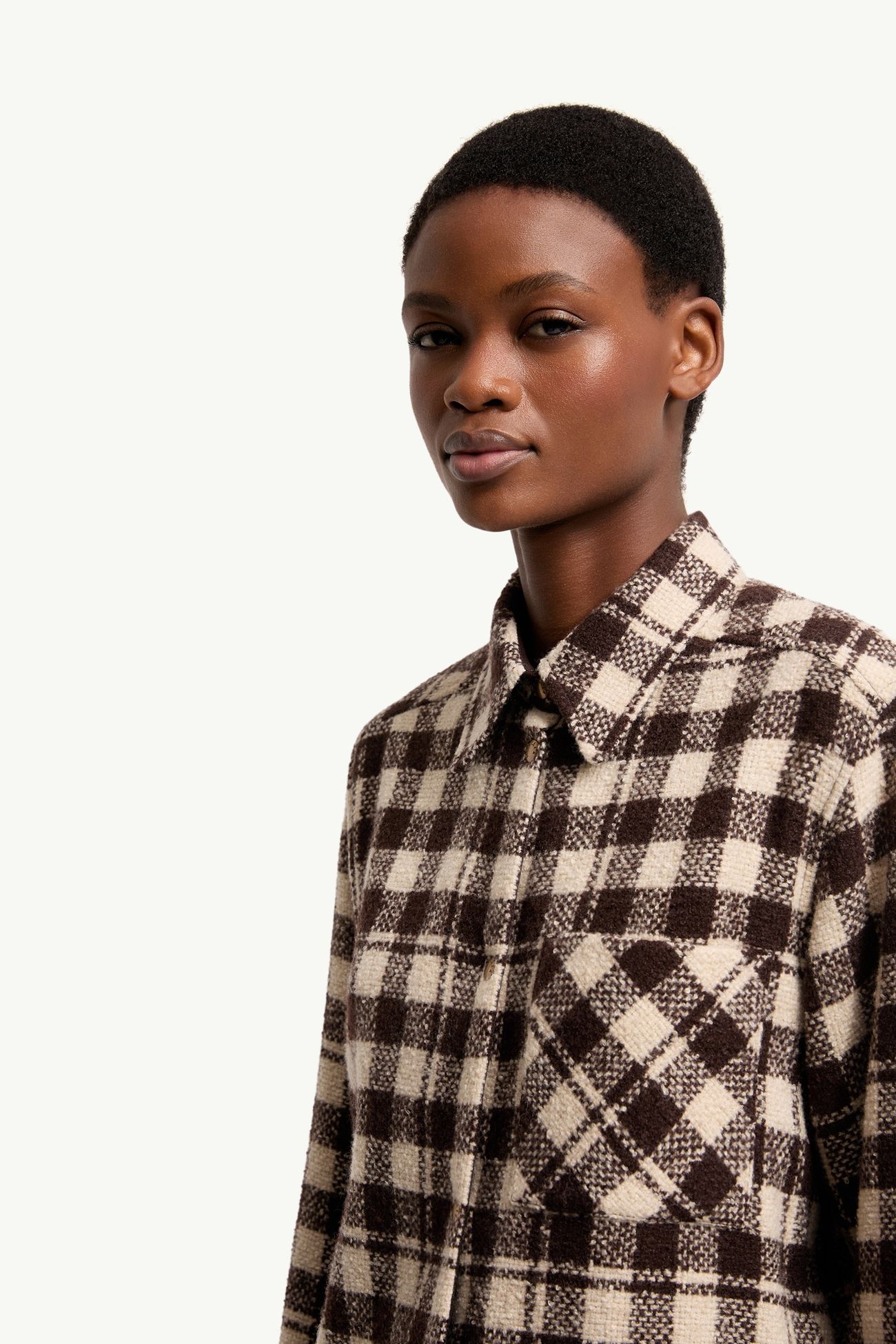 Wool Shirt Women Brown & White Moncler 5