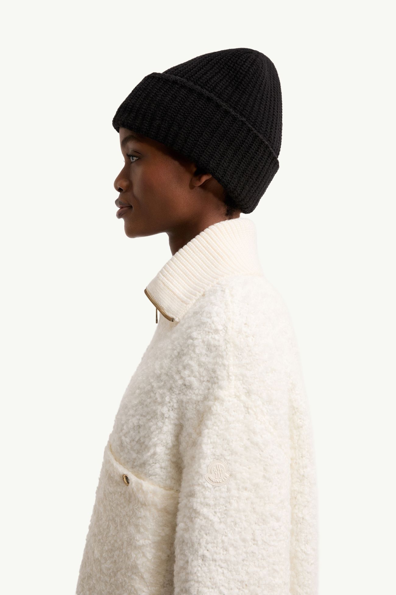 粗花呢拉鏈恤衫式外套 女士 象牙白色 Moncler 1
