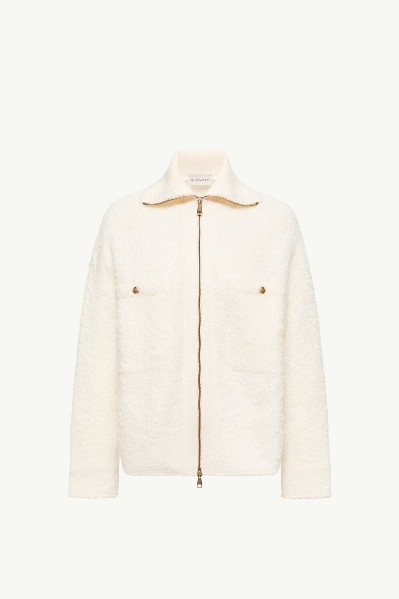 Tweed Zip-Up Shirt Jacket Women White Ivory Moncler 2