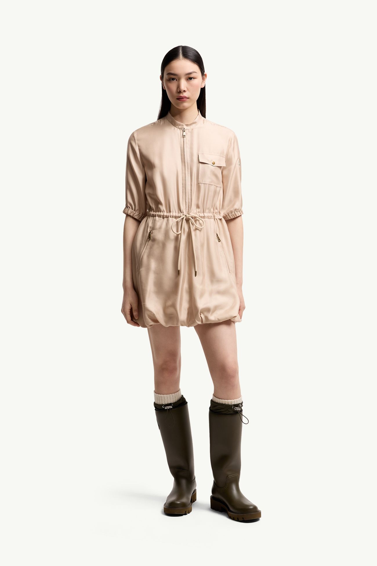 女士桑蚕丝斜纹迷你衬衫连衣裙 女士 浅米色 Moncler 3