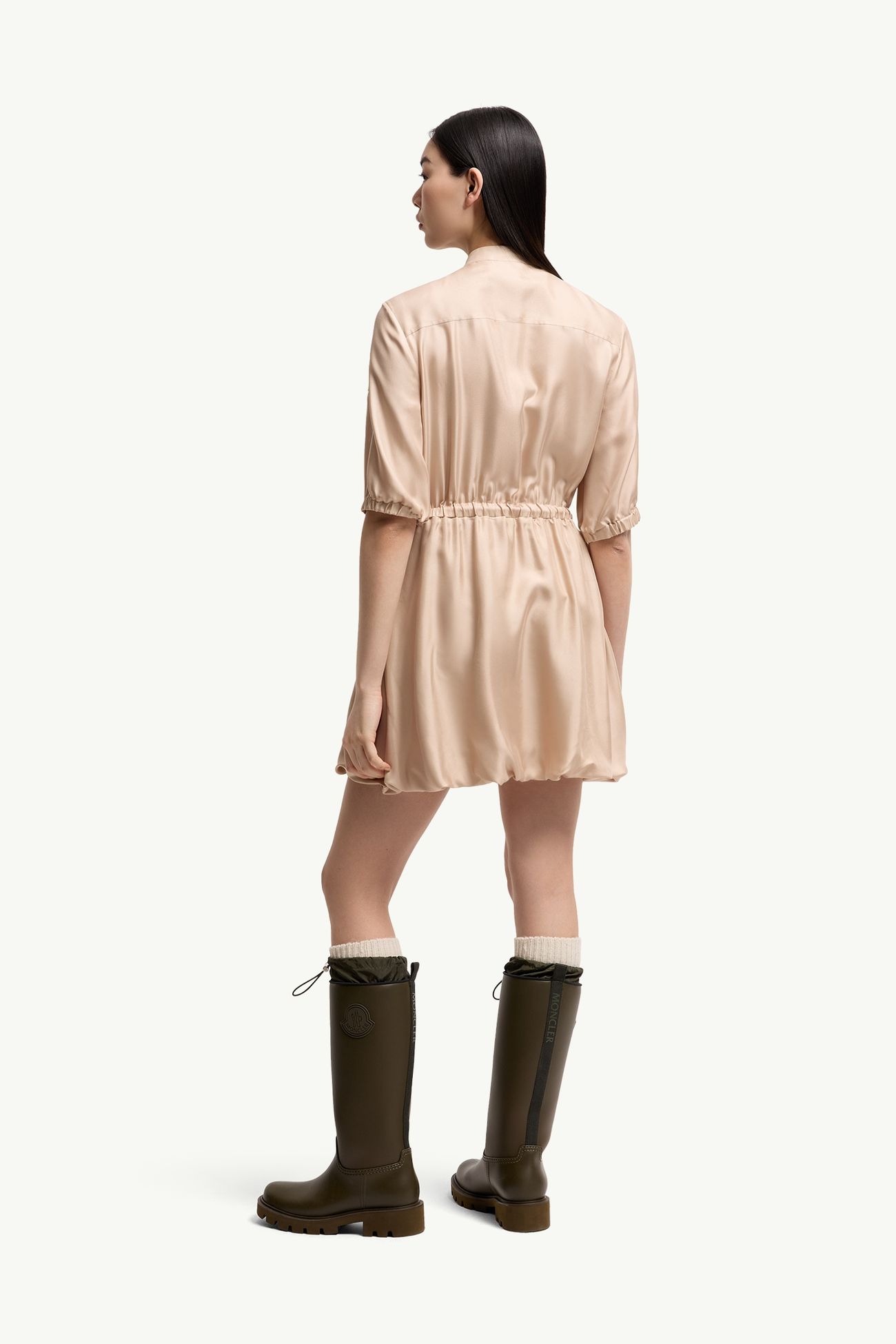 Mini-Hemdkleid aus Seidentwill Damen Hellbeige Moncler 4