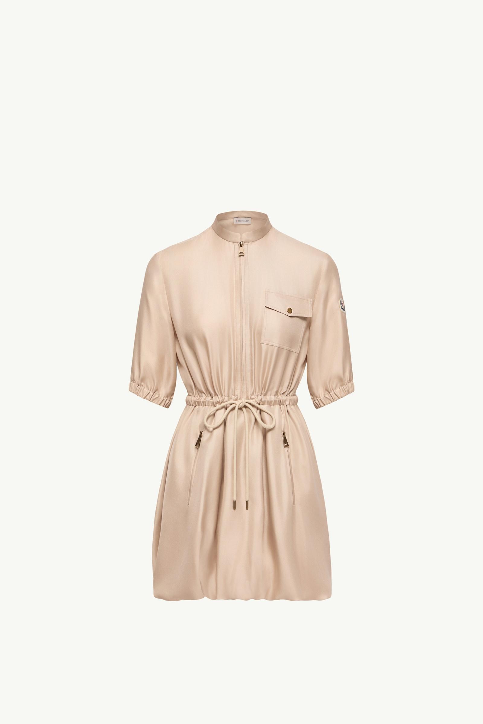 Silk Twill Mini Shirt Dress Women Light Beige Moncler, 1 of 0