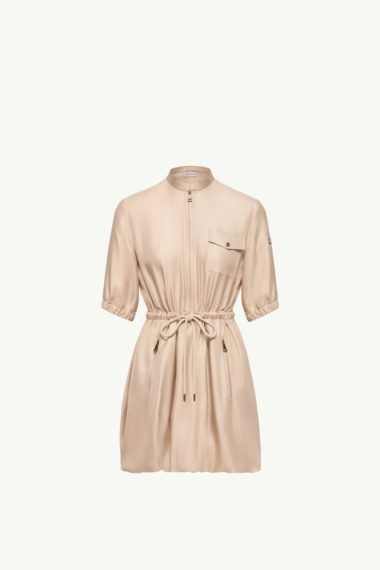 Silk Twill Mini Shirt Dress Women Light Beige Moncler 2
