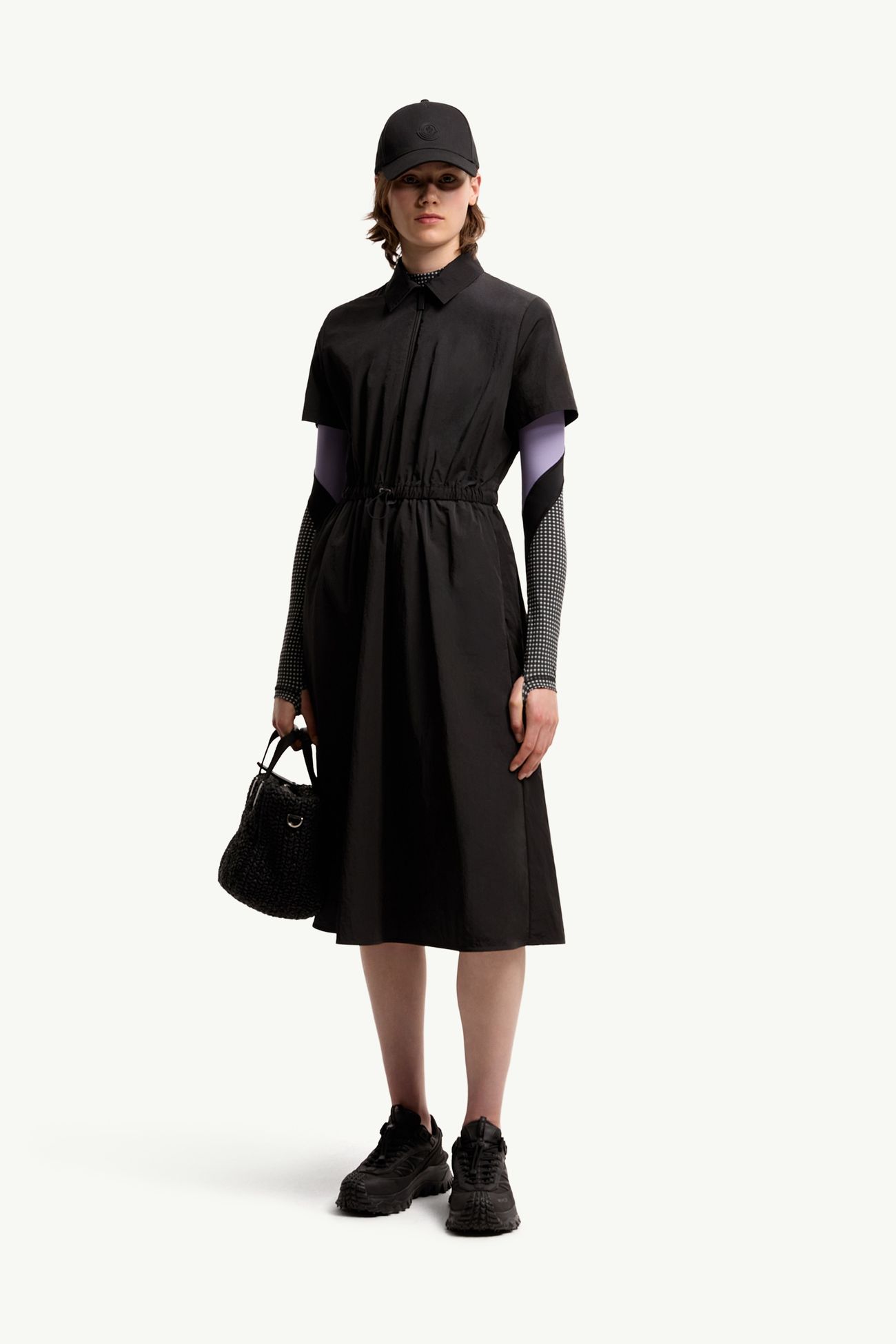 女士褶裥中长款衬衫连衣裙 女士 黑色 Moncler 0
