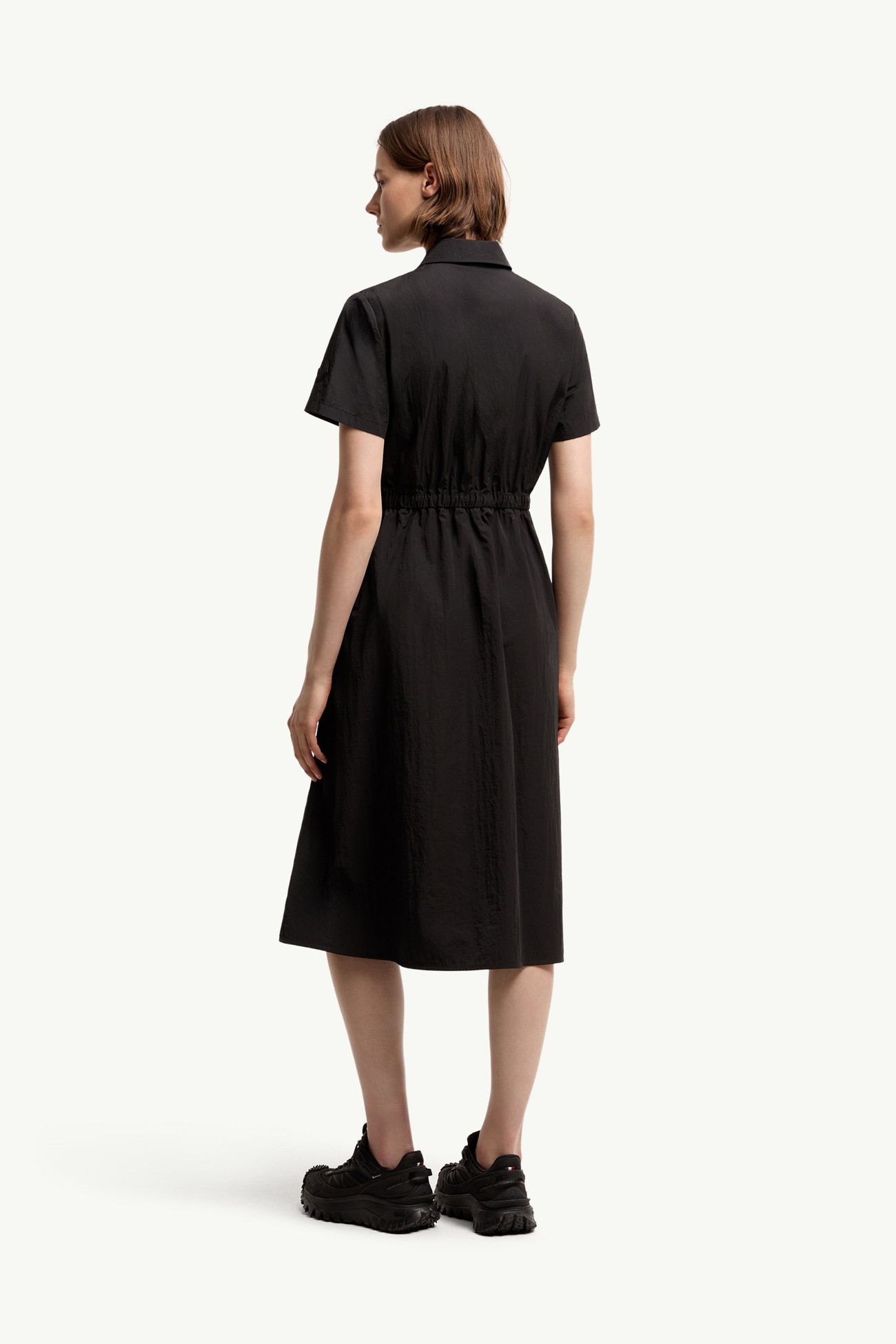 Pleated Mid-Length Shirt Dress Women Black Moncler 4