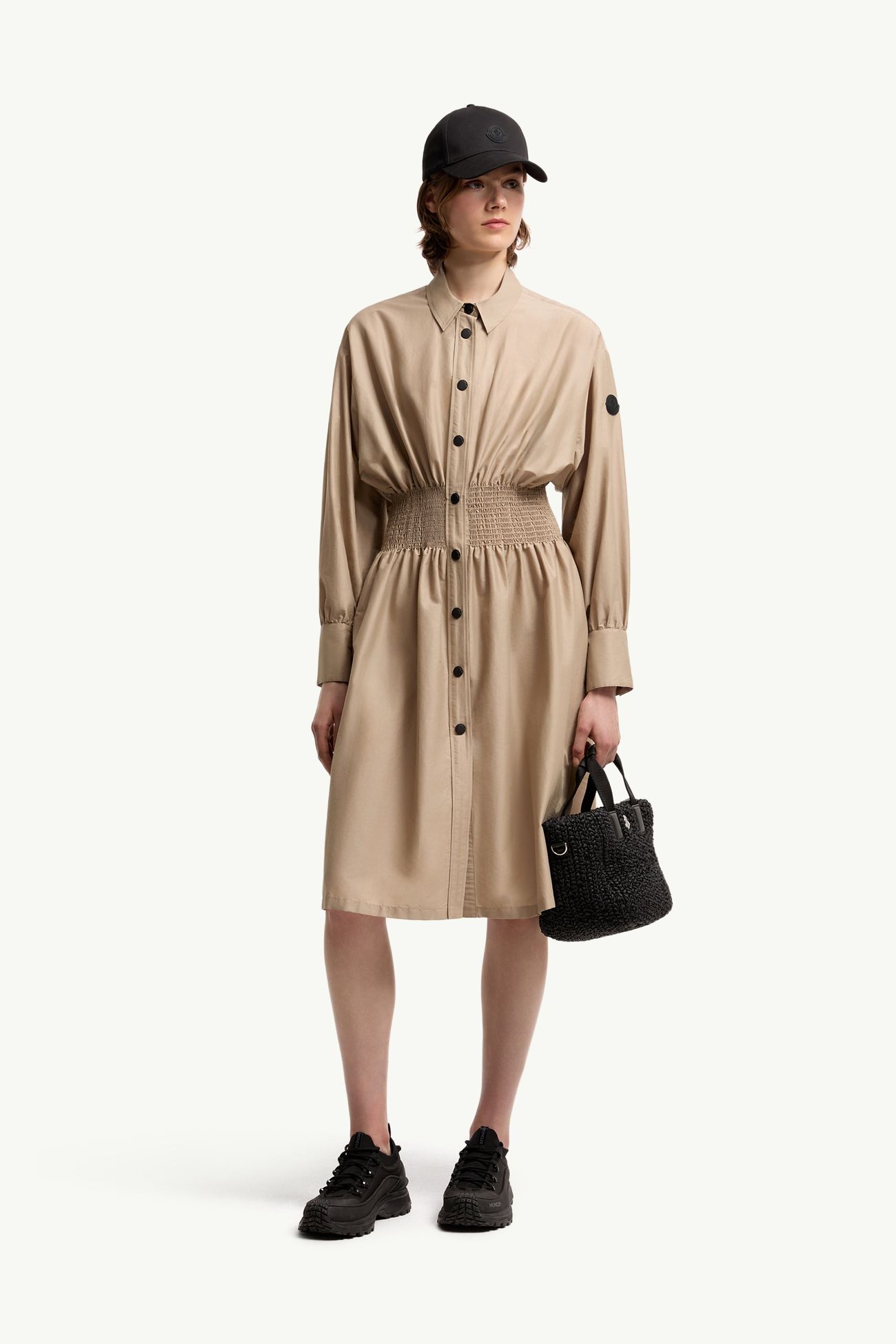 棉質尼龍恤衫裙 女士 淺米色 Moncler 0