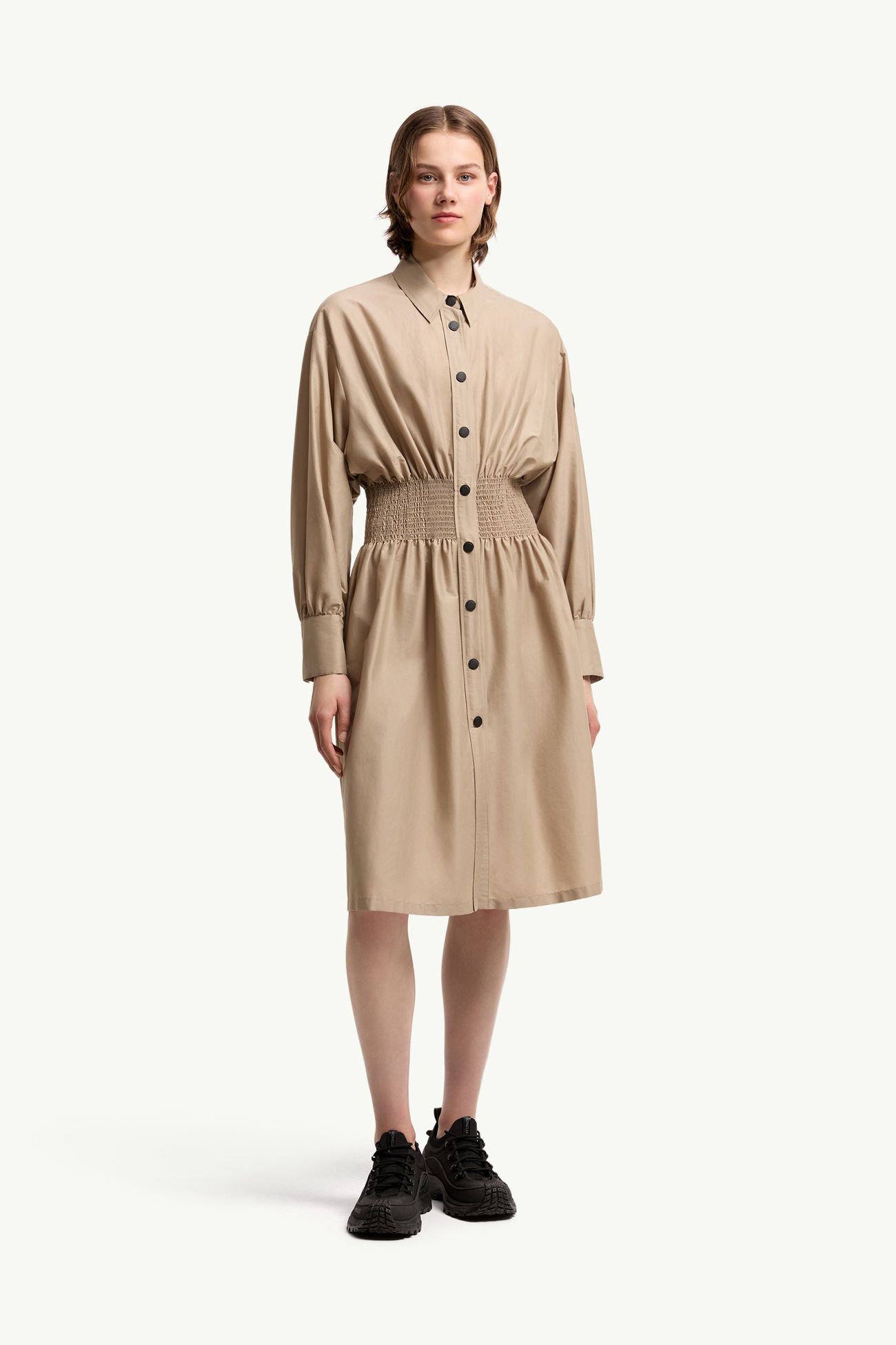 棉質尼龍恤衫裙 女士 淺米色 Moncler 3