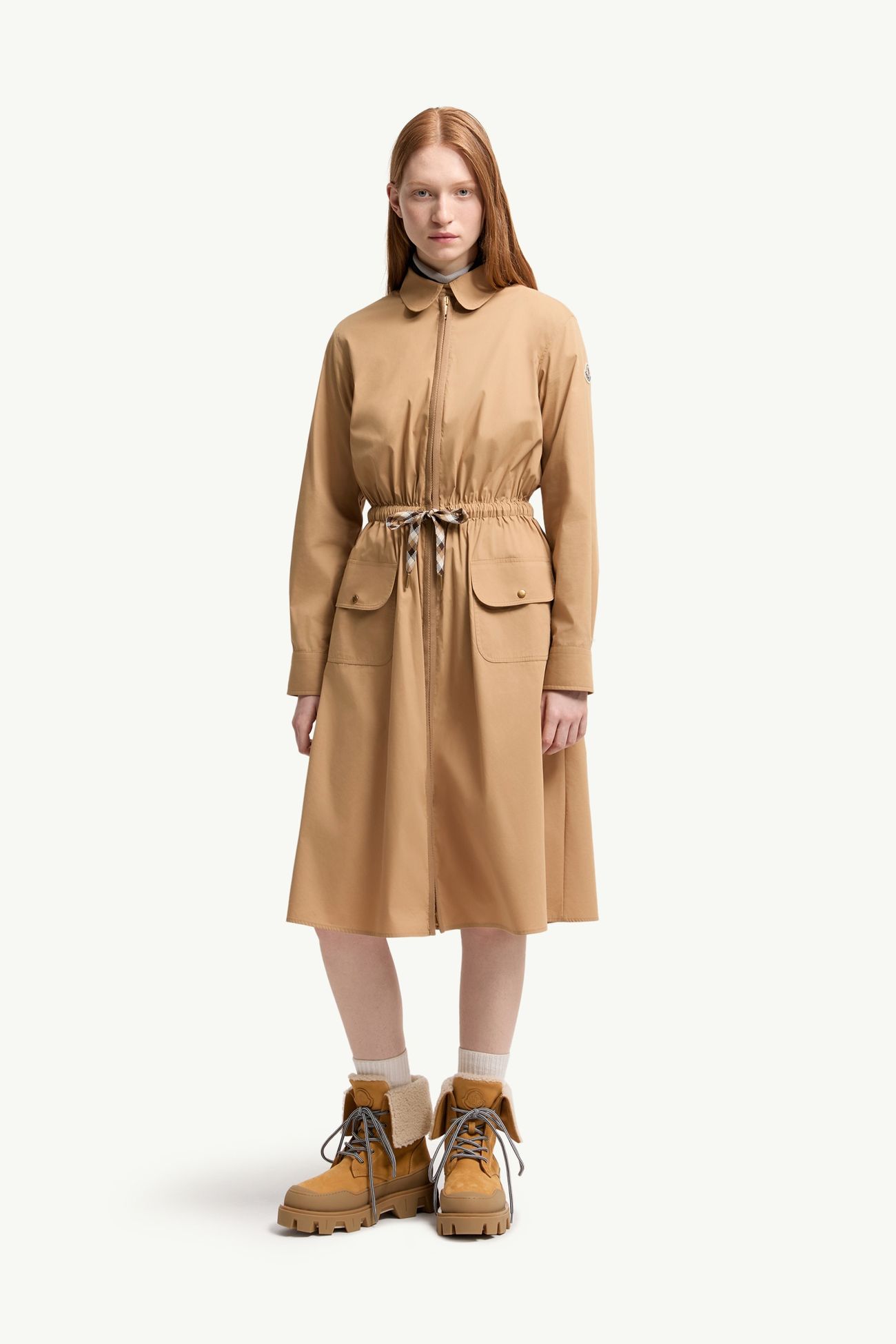Knielanges Kleid aus Baumwollmischung Damen Beige Moncler 3