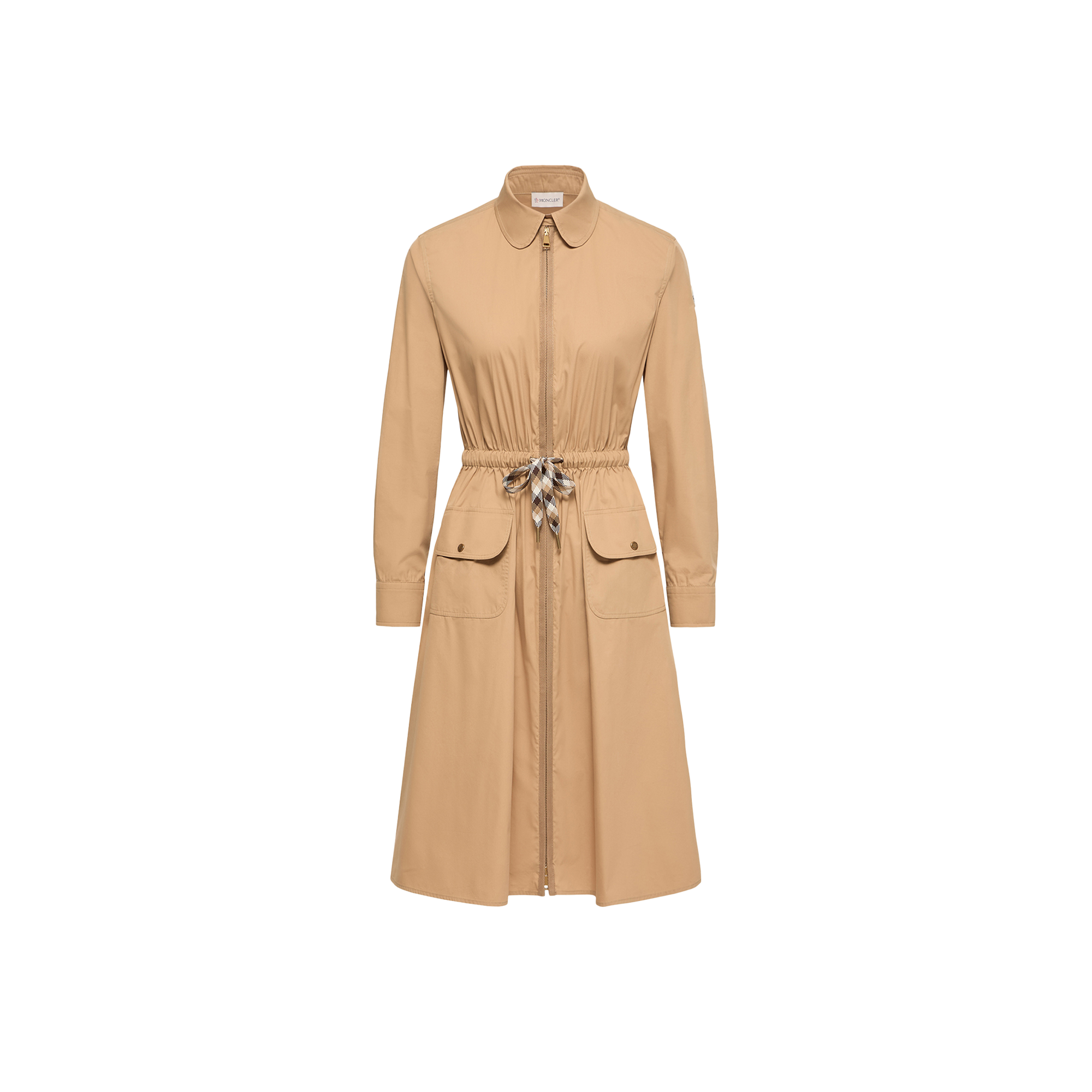 Moncler   Cotton Blend Knee-Length Dress for Women in Beige, Size: 42