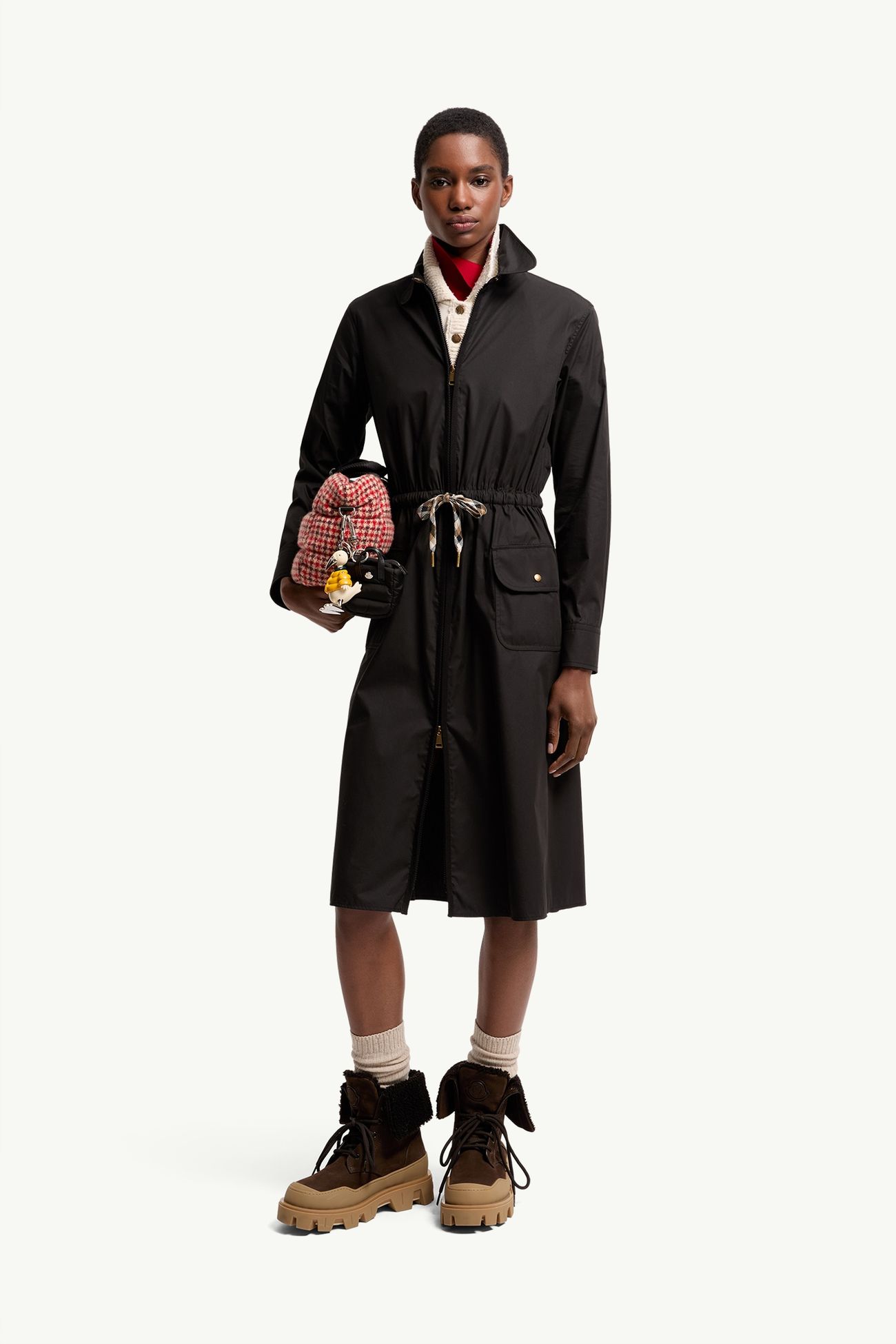 Cotton Blend Knee-Length Dress Women Black Moncler 0