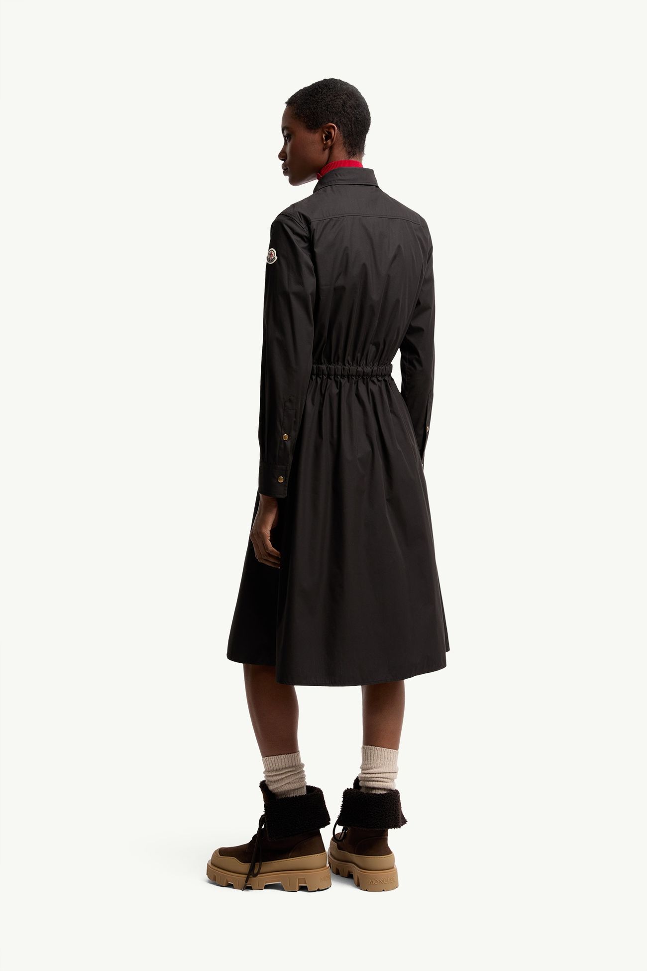 Abito al ginocchio in misto cotone Donna Nero Moncler 4