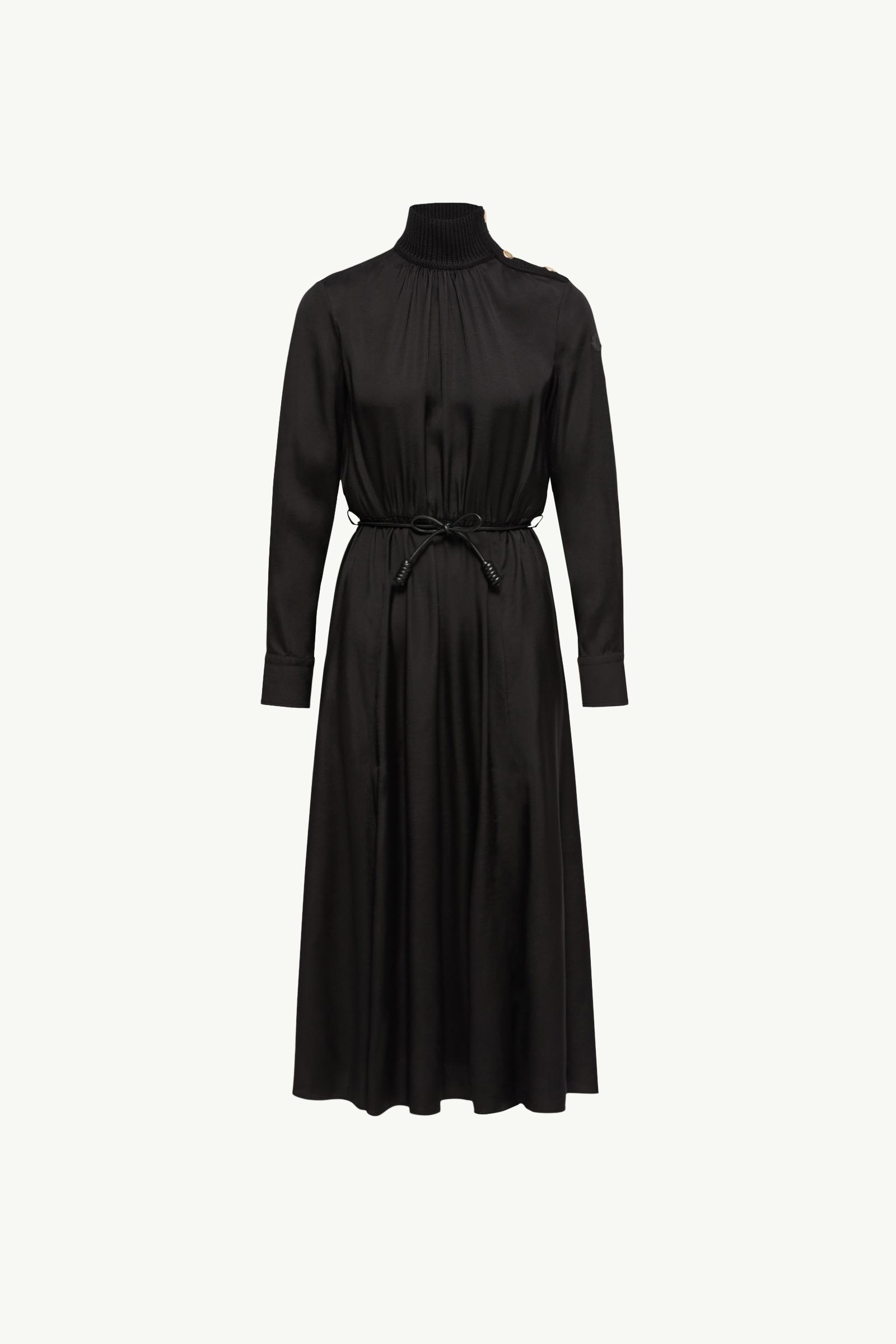 Robe longue en cuir avec logo Femmes Noir Moncler, 1 of 0