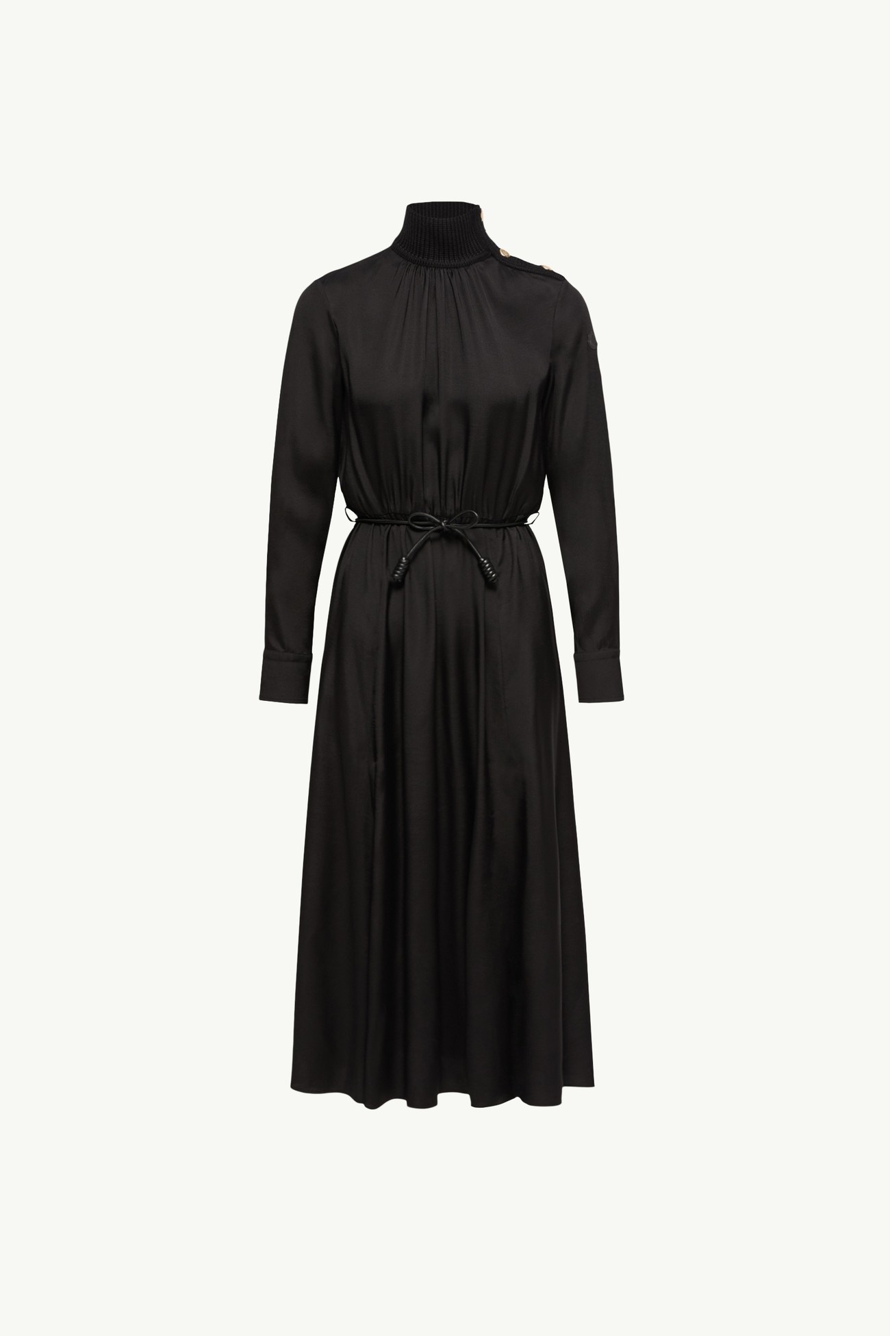 Leather Logo Long Dress Women Black Moncler 2