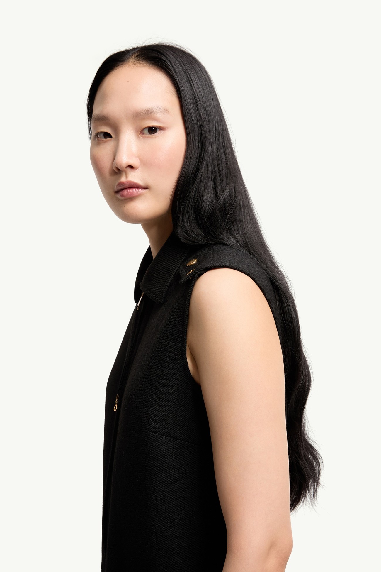 Wool Gabardine Shirt Dress Women Black Moncler 1