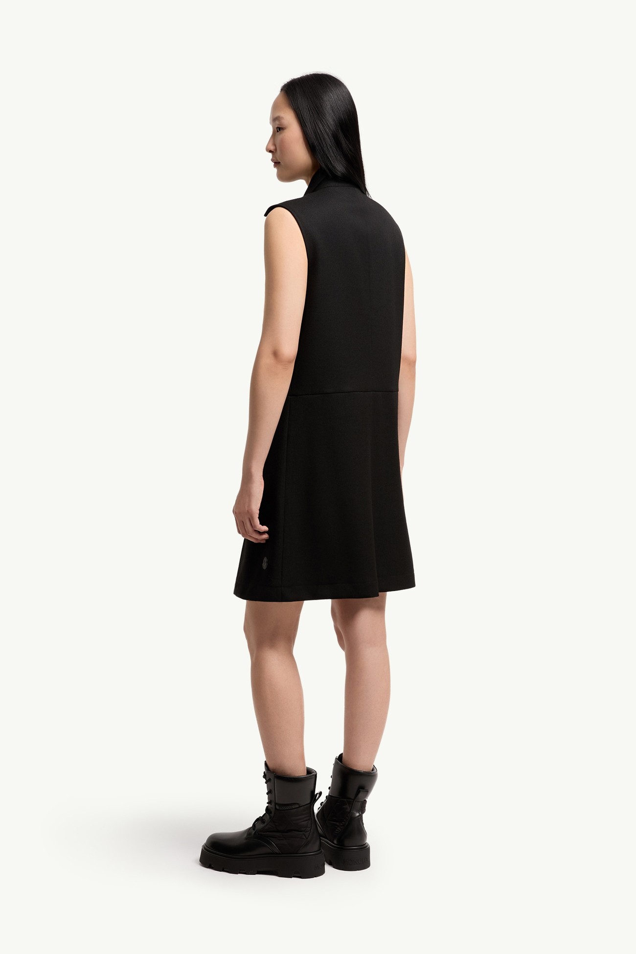 Wool Gabardine Shirt Dress Women Black Moncler 4