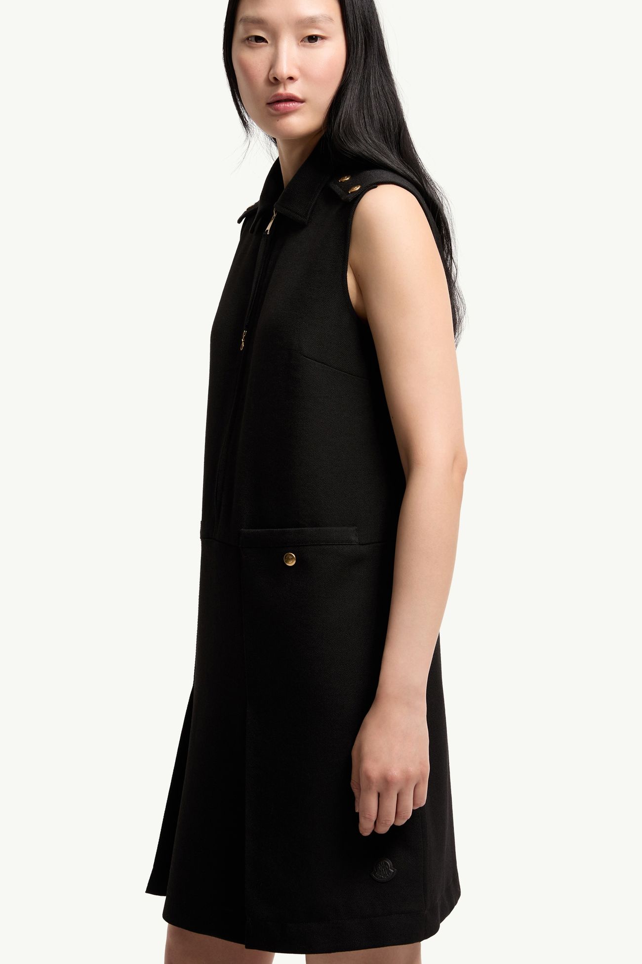 Wool Gabardine Shirt Dress Women Black Moncler 5