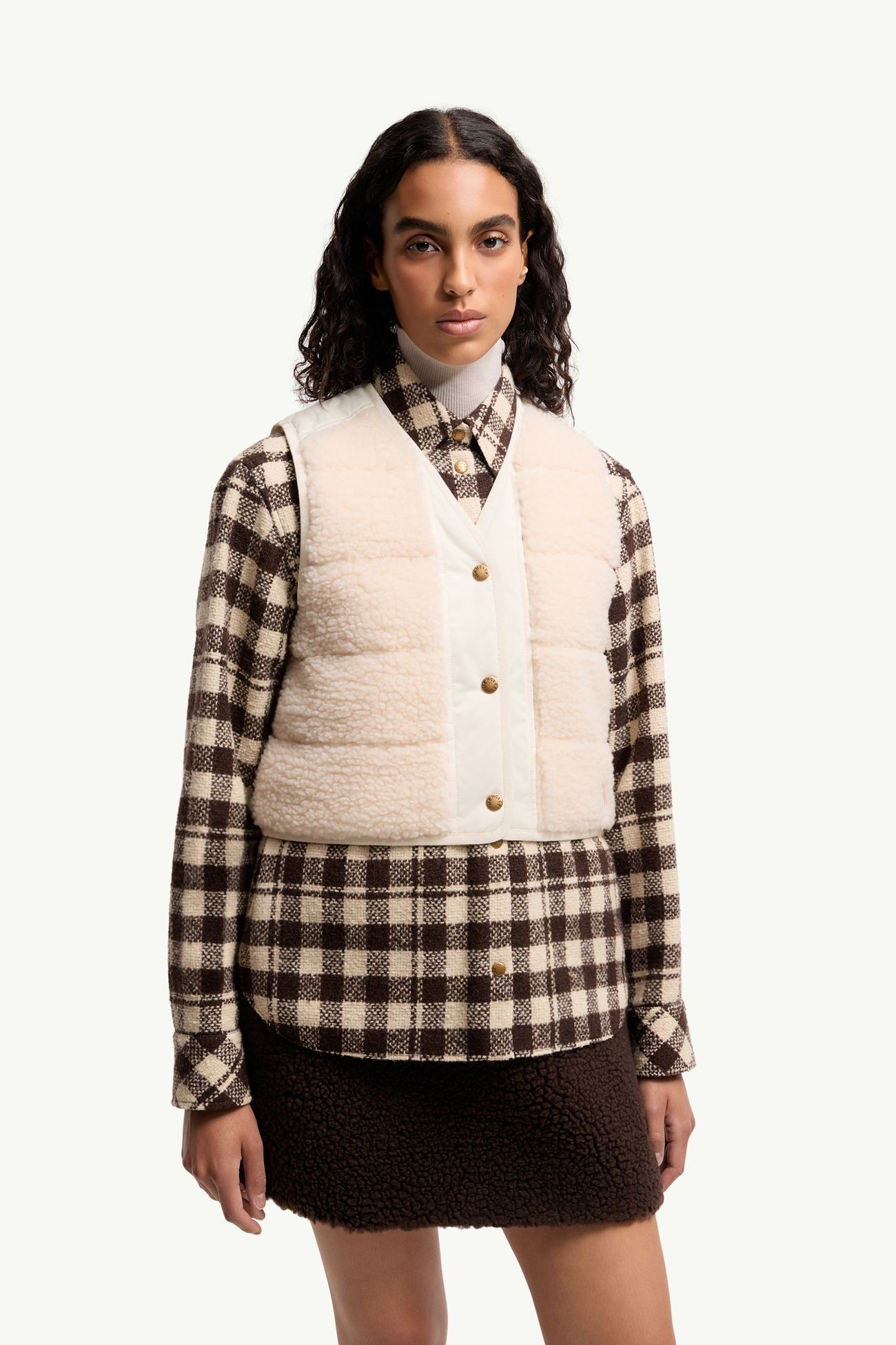 Fluffy Teddy Padded Gilet Women White Ivory Moncler 3