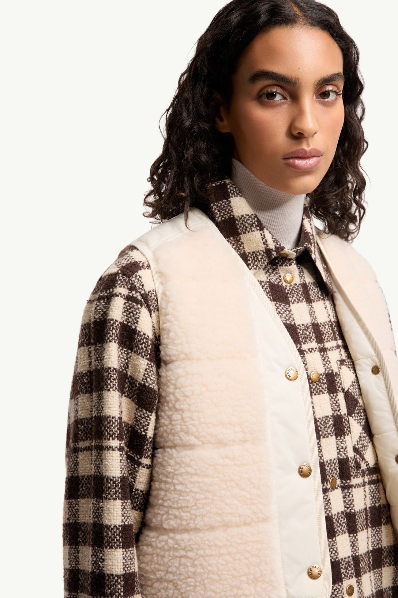 Fluffy Teddy Padded Vest Women White Ivory Moncler 5