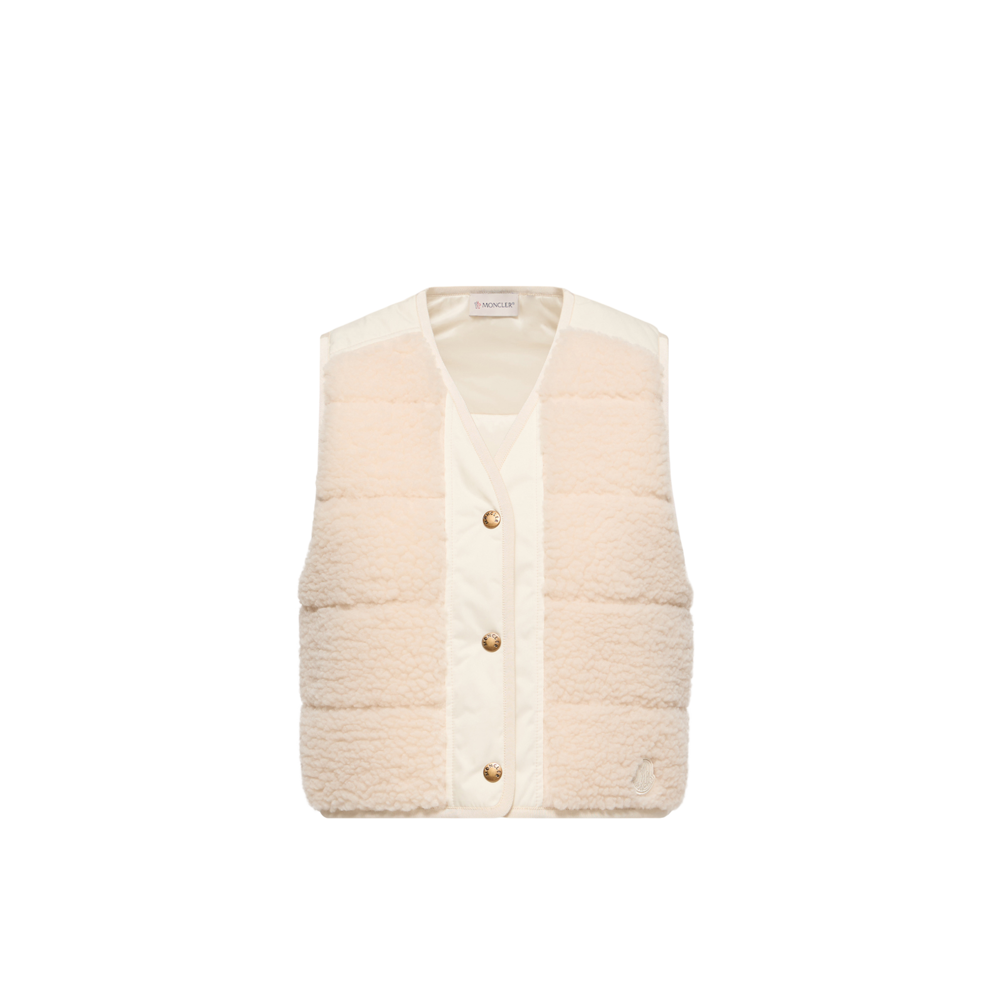 Moncler Fluffy Teddy Padded Gilet for Women in White, Size: 40 - Image 1