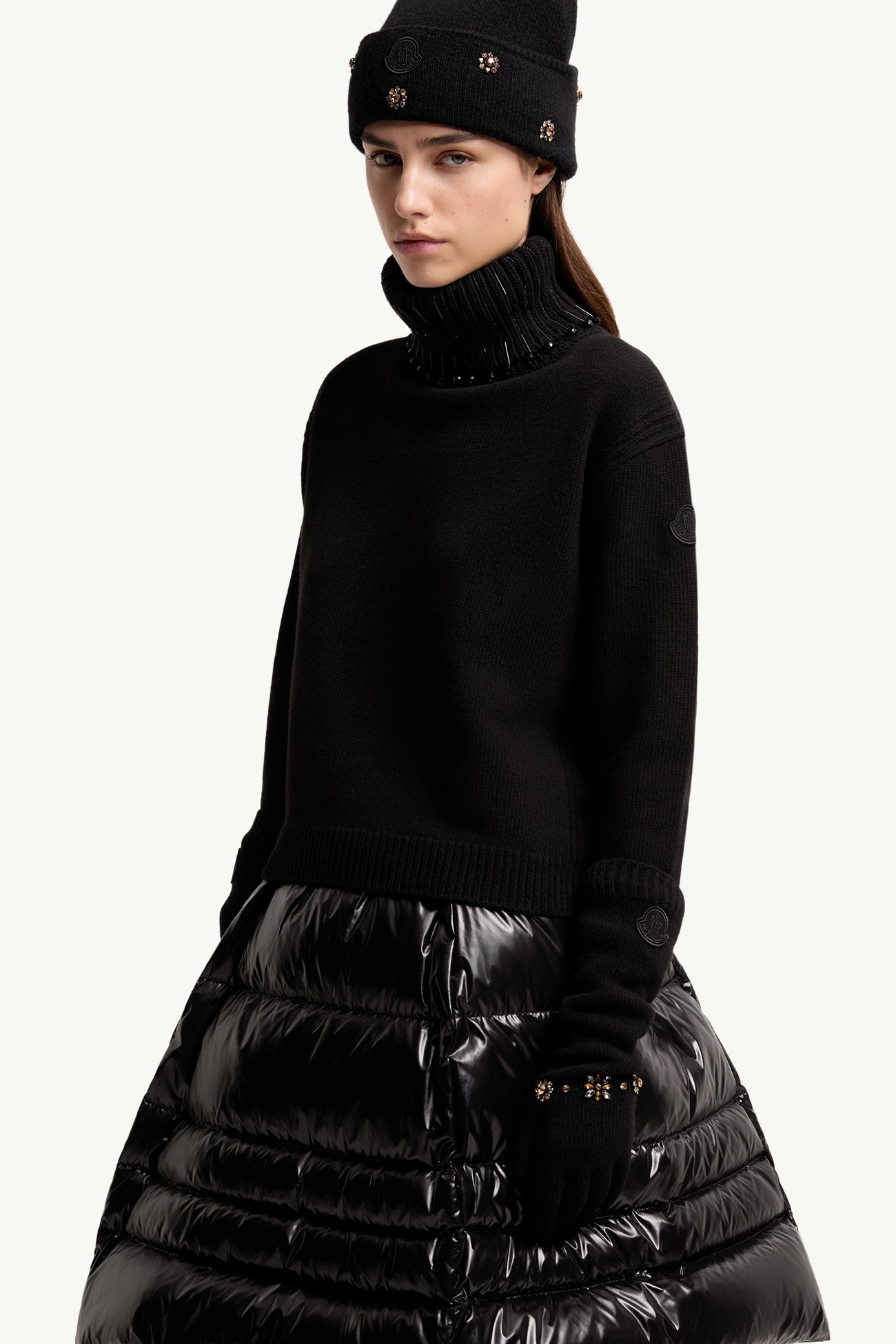 Guanti in misto lana e cashmere Donna Nero Moncler 1