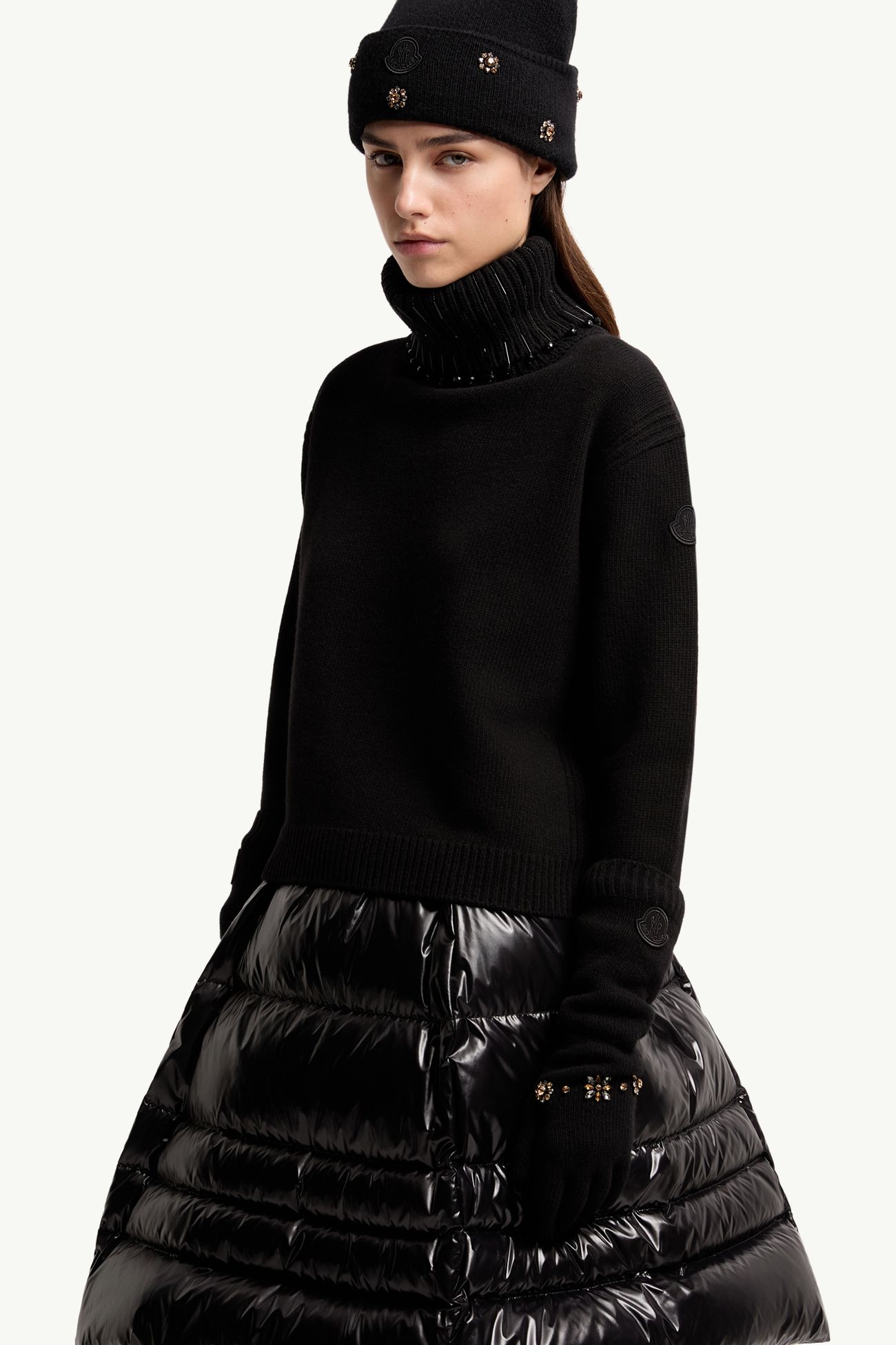 羊毛羊絨混紡手套 女士 黑色 Moncler 1