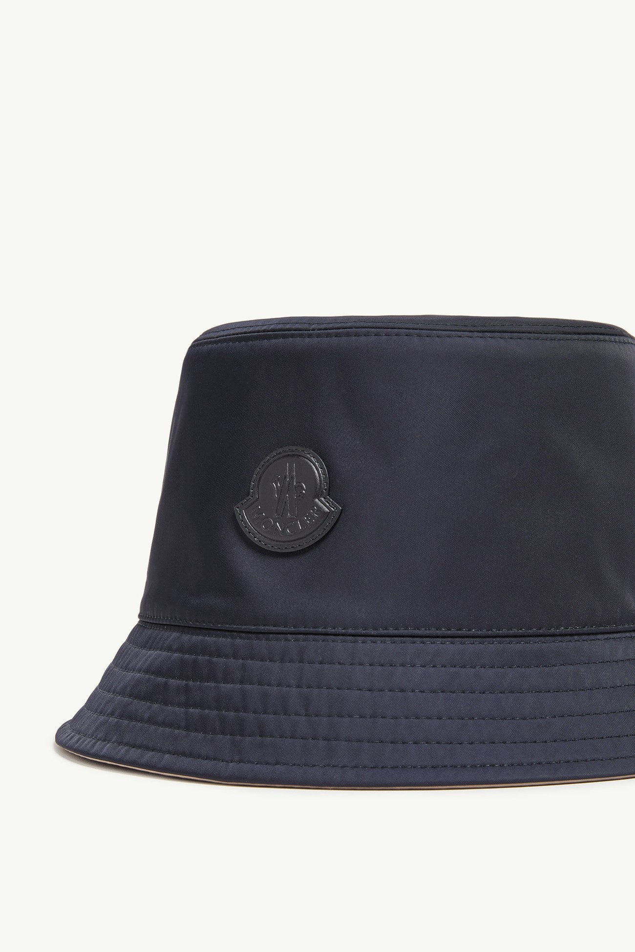 Leather Logo Gabardine Bucket Hat Women Beige & Navy Blue Moncler 2