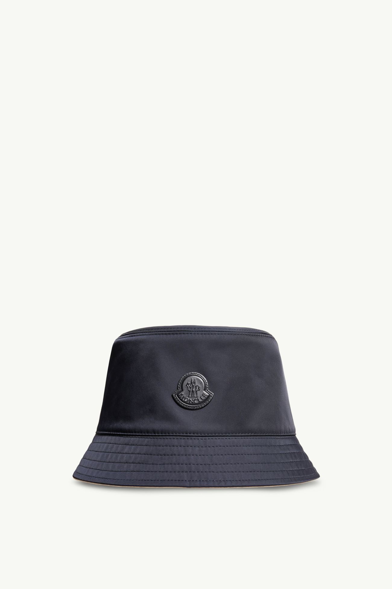 Leather Logo Gabardine Bucket Hat Women Beige & Navy Blue Moncler 0