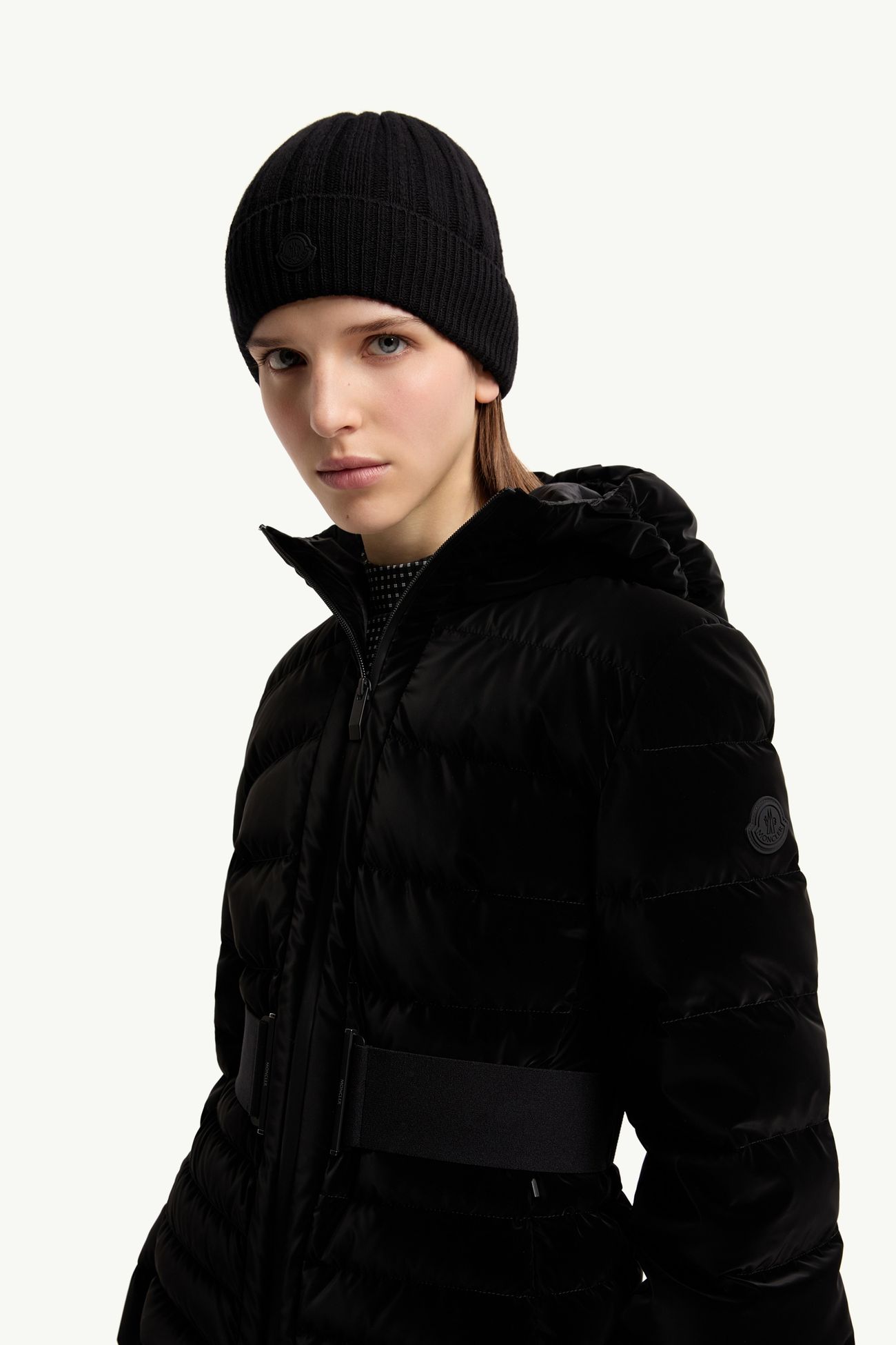 Wollmütze aus Rippstrick Damen Schwarz Moncler 1