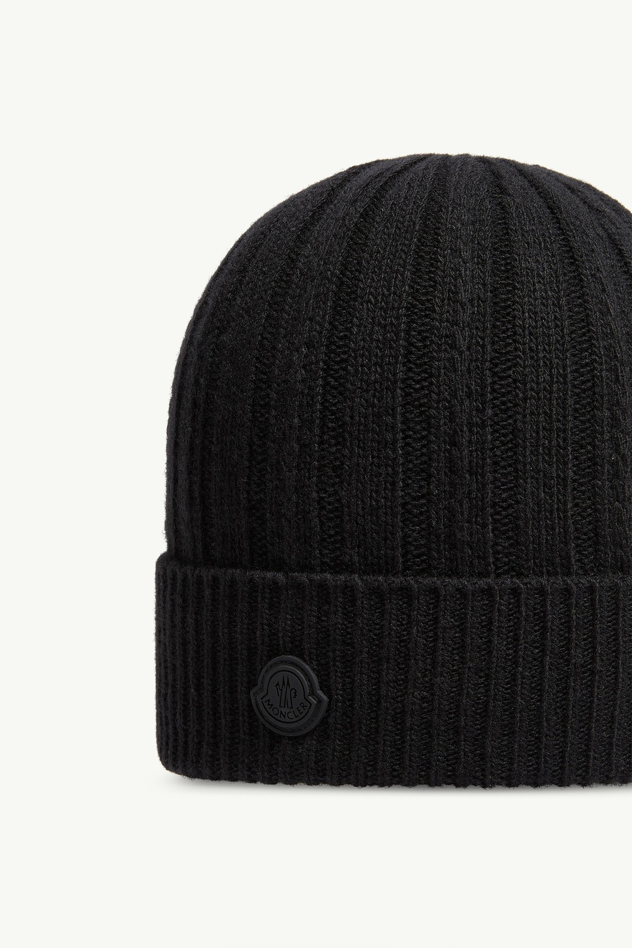Rib-Knit Wool Beanie Women Black Moncler 2