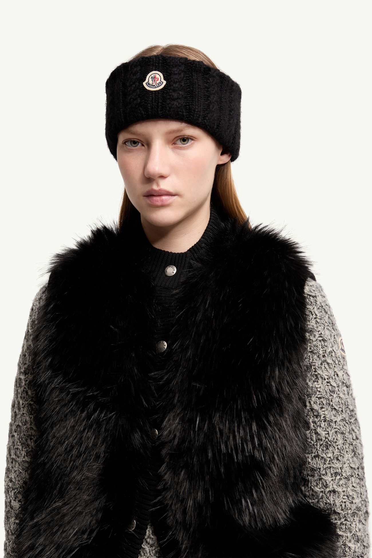 女士绞花针织羊驼毛混纺头带 女士 黑色 Moncler 1