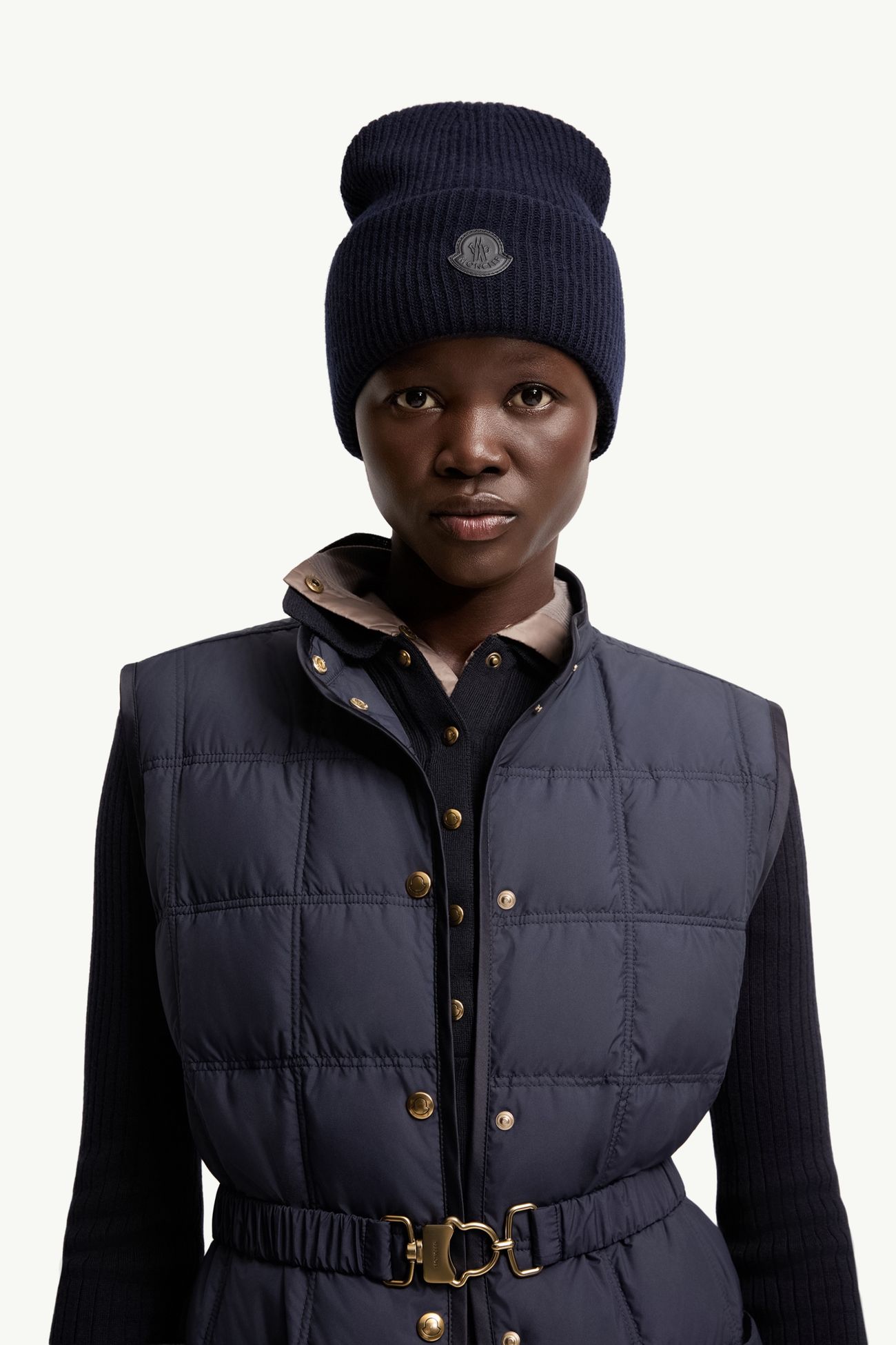 Mütze aus Woll-Kaschmir-Mischung Damen Dunkelblau Moncler 1