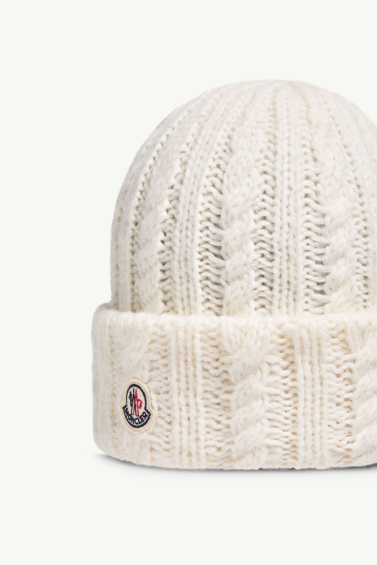 Cable Knit Wool Blend Beanie Women White Moncler 2