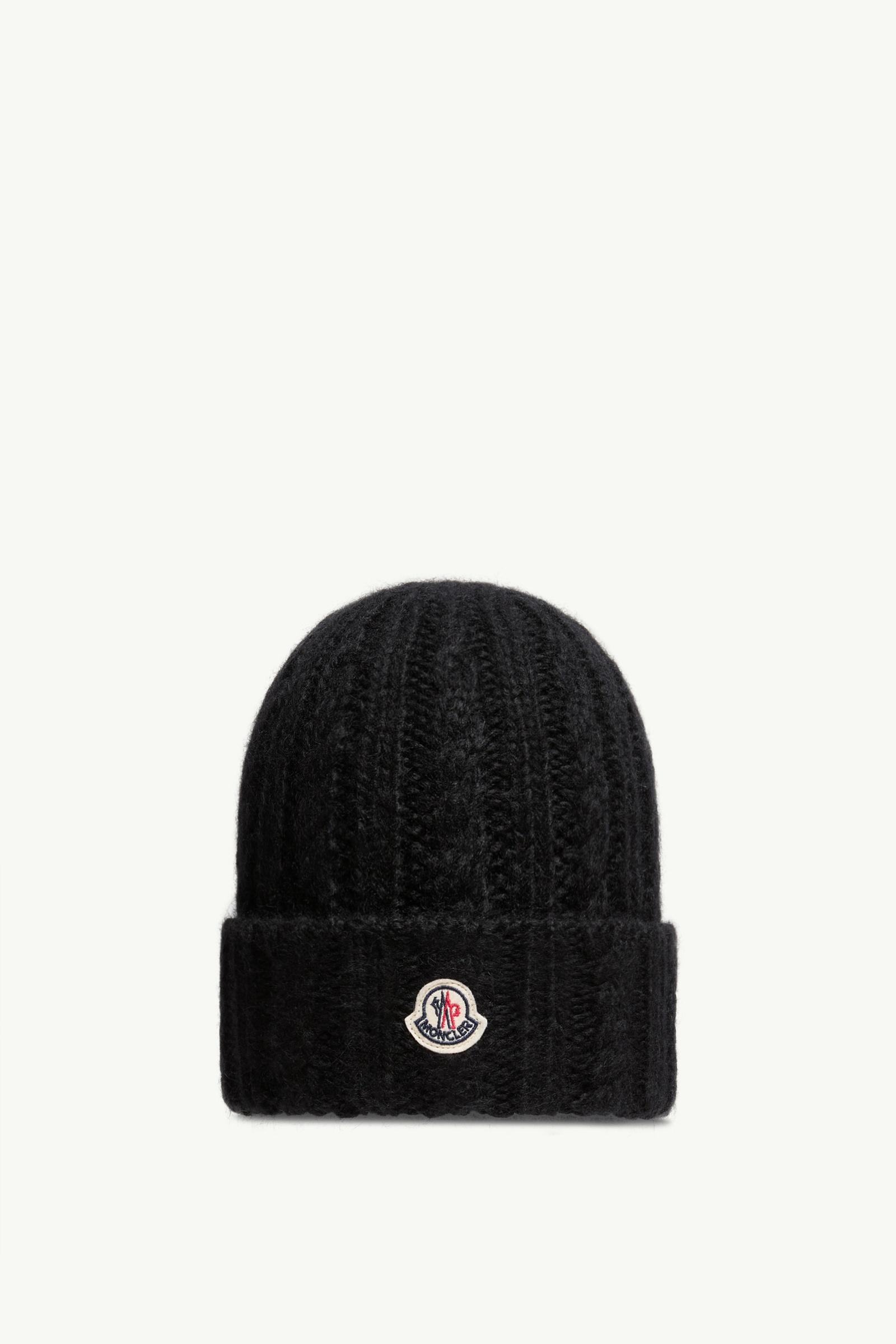 Cable Knit Wool Blend Beanie Women Black Moncler