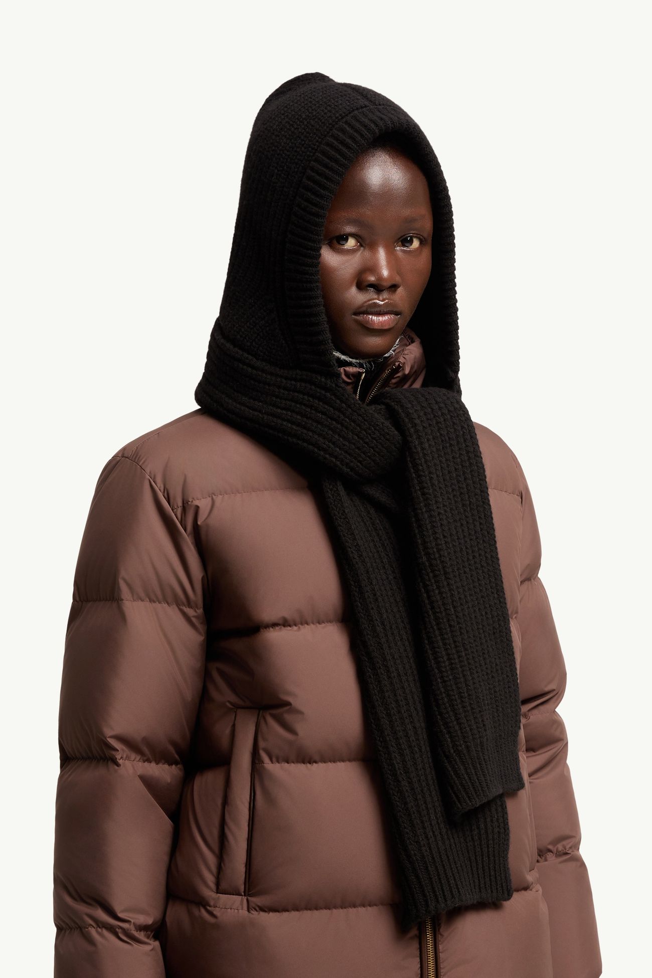 羊毛羊絨混紡連帽圍巾 女士 黑色 Moncler 1