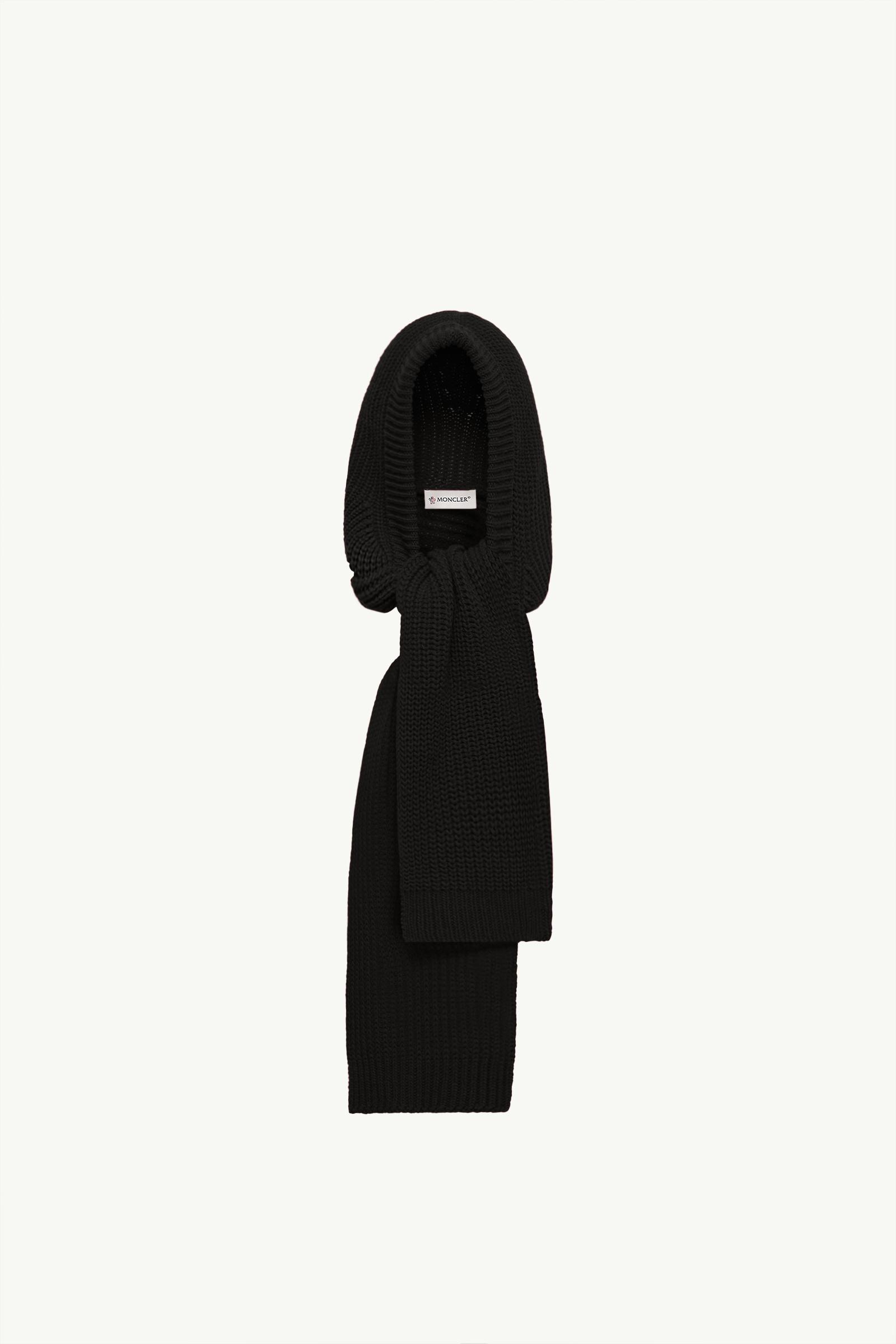 羊毛羊絨混紡連帽圍巾 女士 黑色 Moncler, 1 of 0