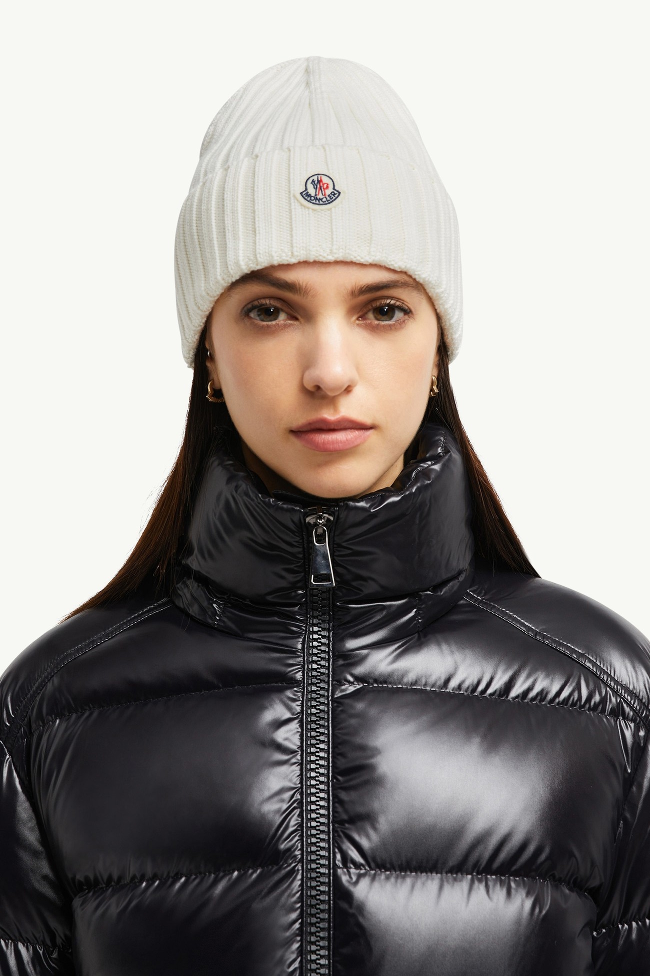 Berretto in lana logato Donna Bianco Moncler 1