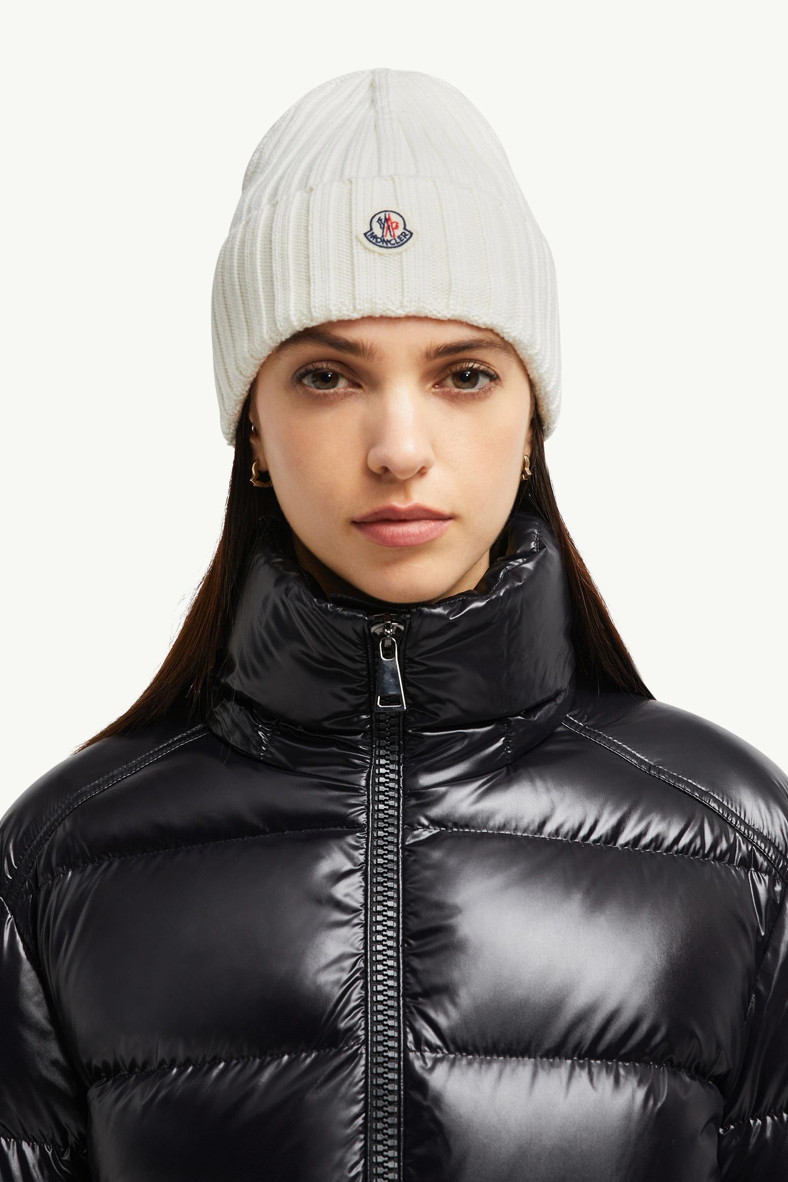 White Logo Wool Beanie - Hats & Beanies for Women | Moncler US
