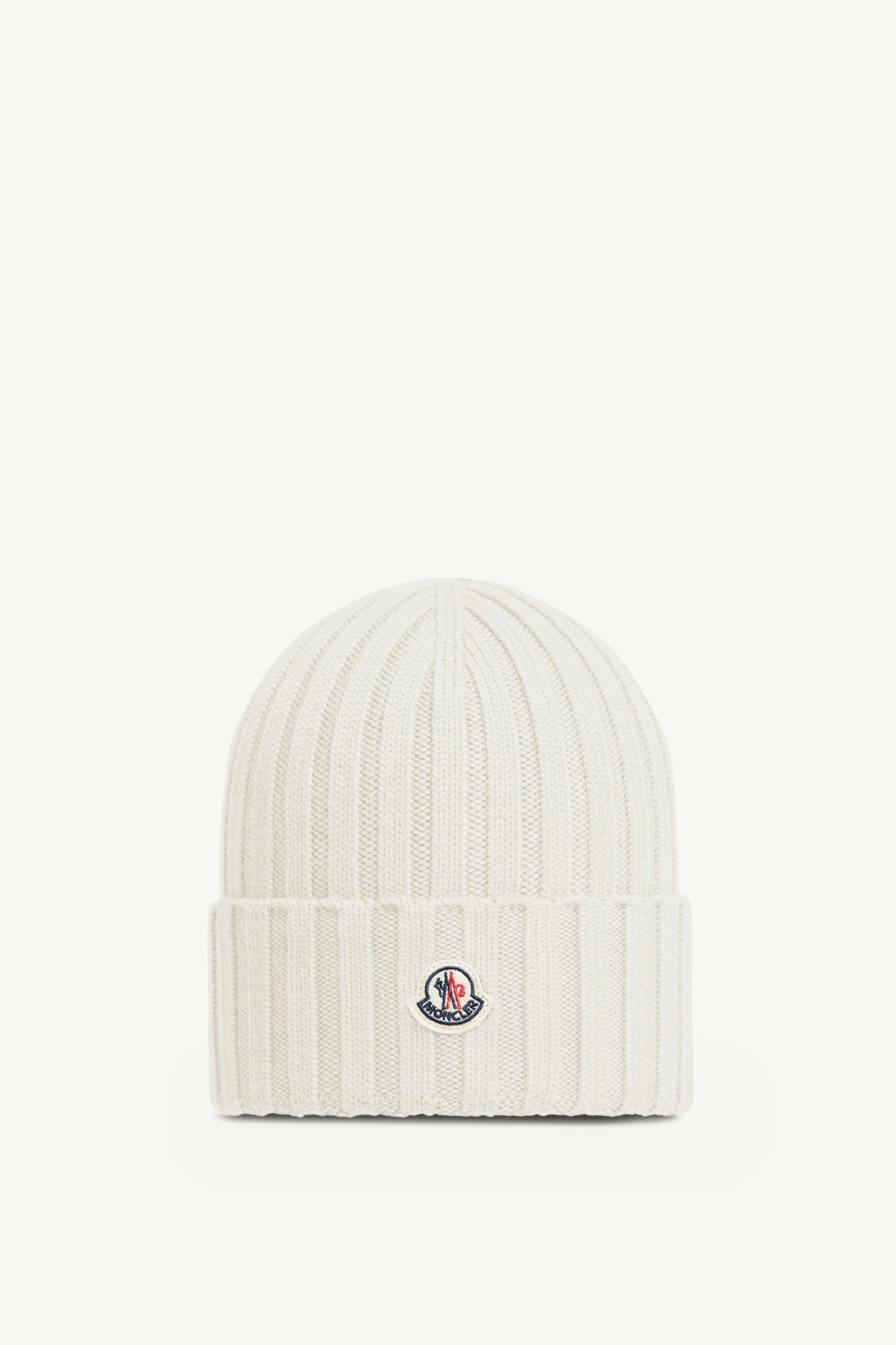 Logo Wool Beanie Women White Moncler