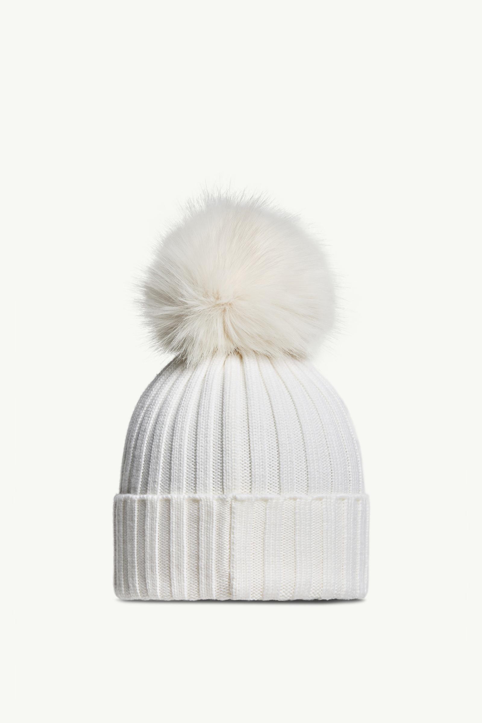 White Wool Beanie with Pom Pom - Hats & Beanies for Women | Moncler US
