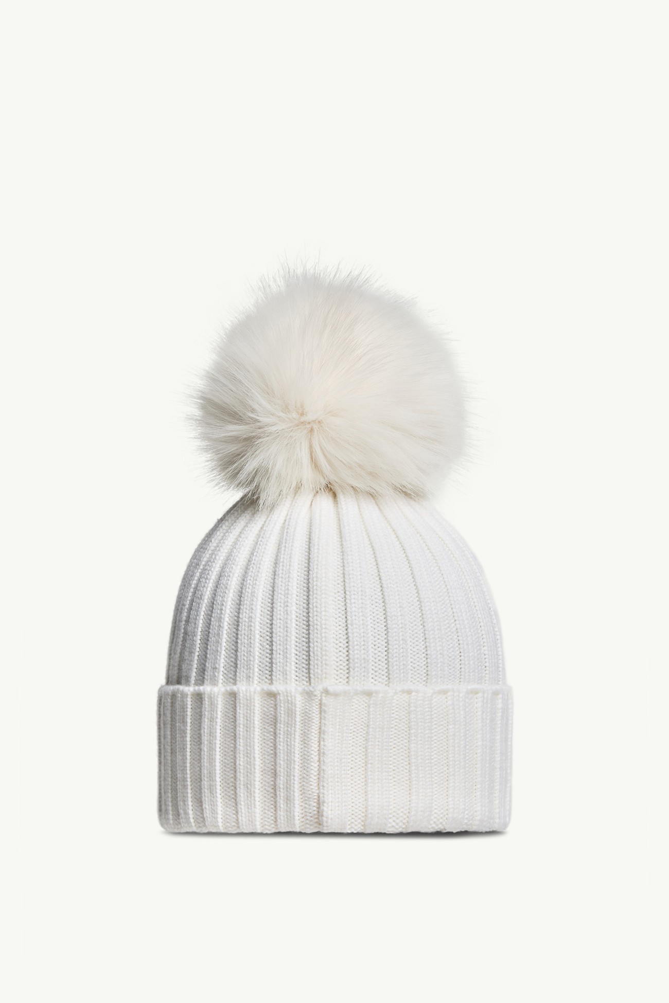 Wool Beanie with Pom Pom Women White Moncler 3