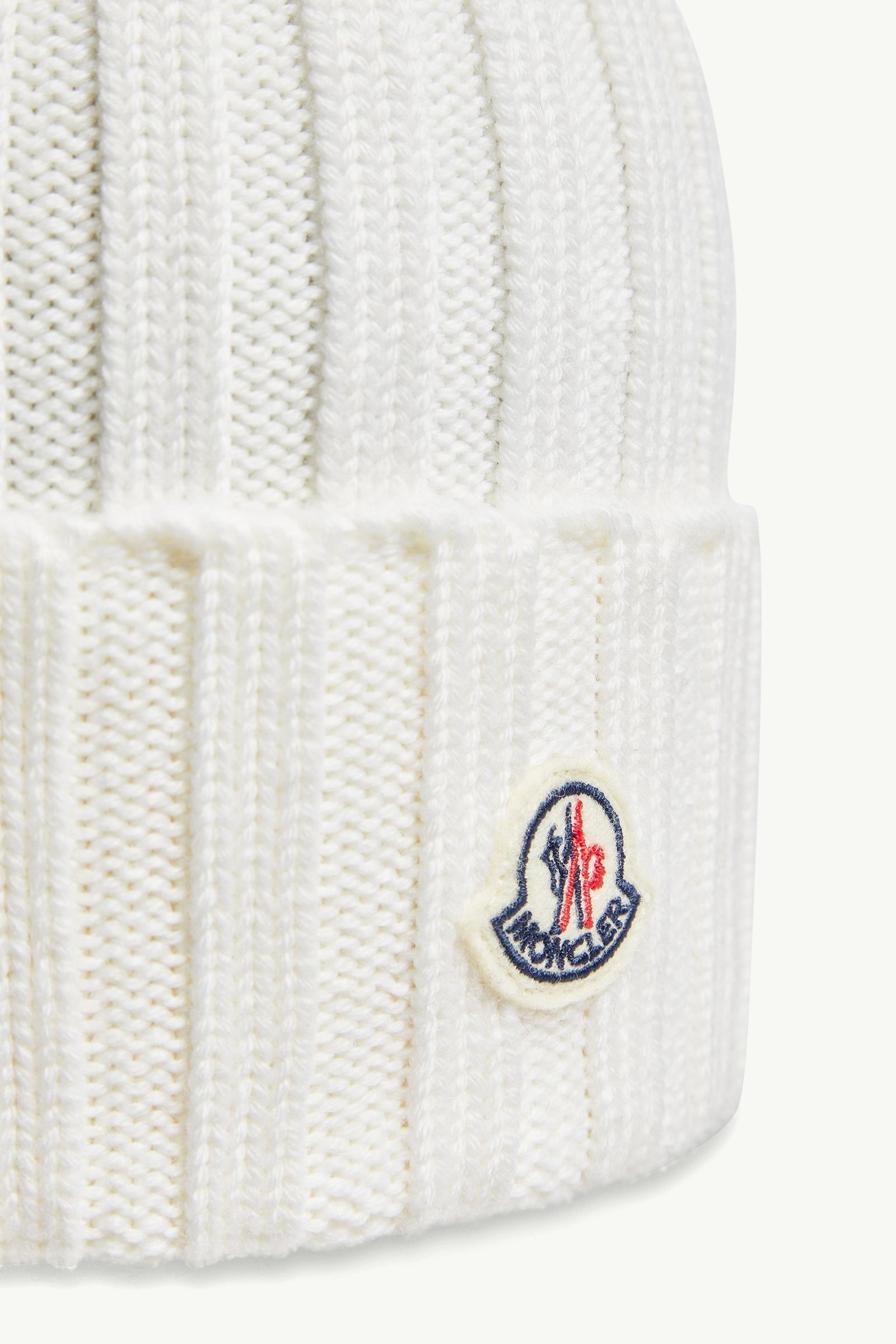 White Wool Beanie with Pom Pom - Hats & Beanies for Women | Moncler US