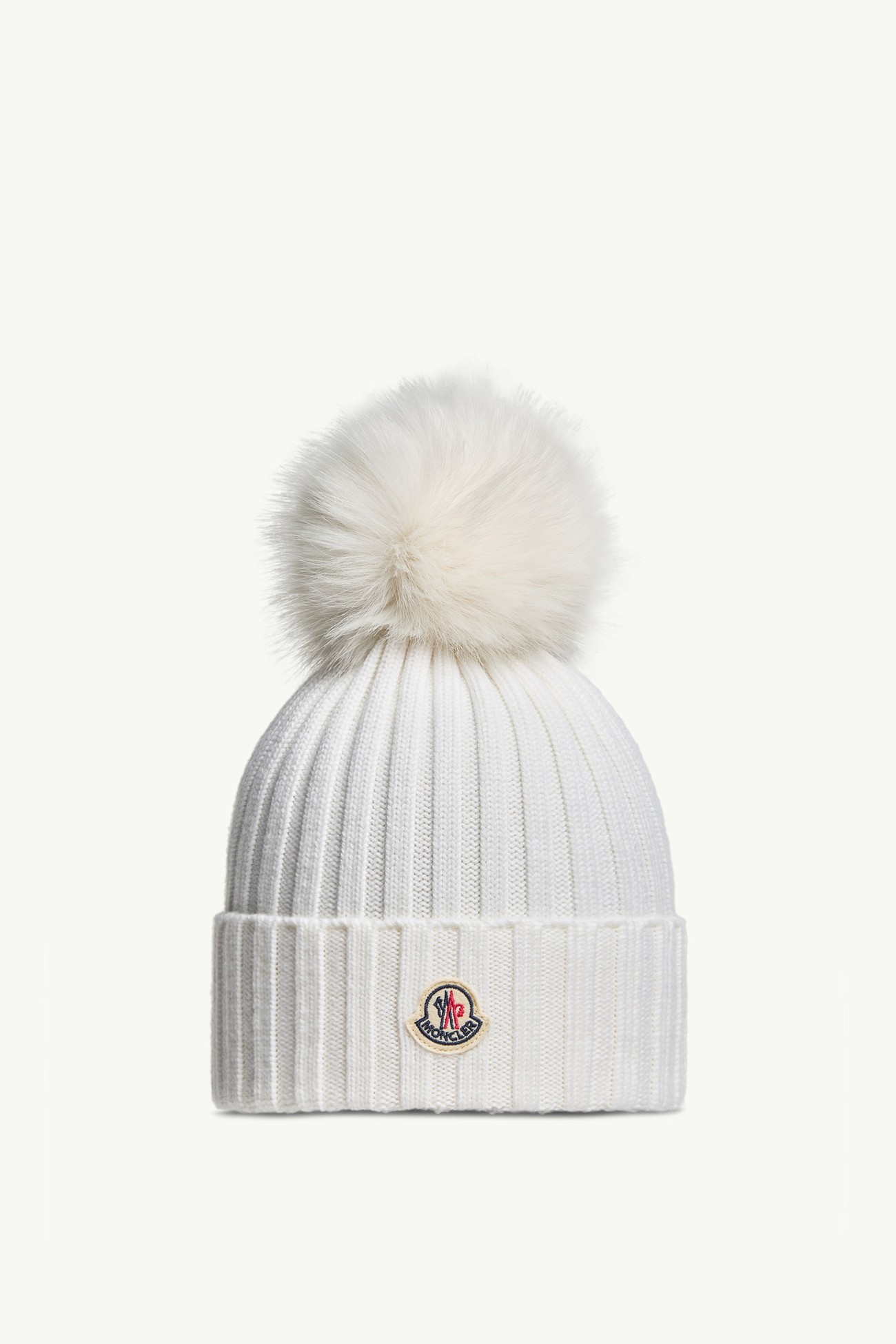 Bonnet en laine avec pompon Femmes Blanc Moncler 0