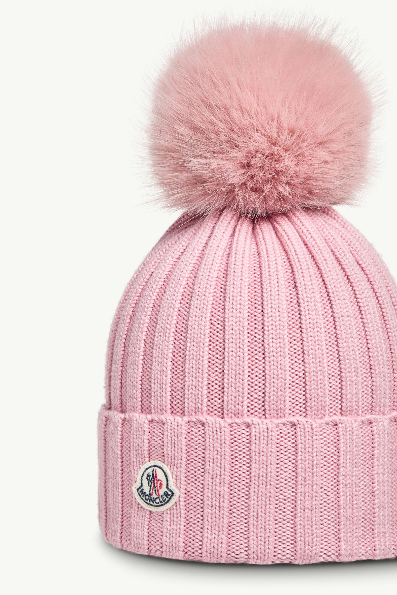 Pink Wool Beanie with Pom Pom - Hats & Beanies for Women | Moncler US