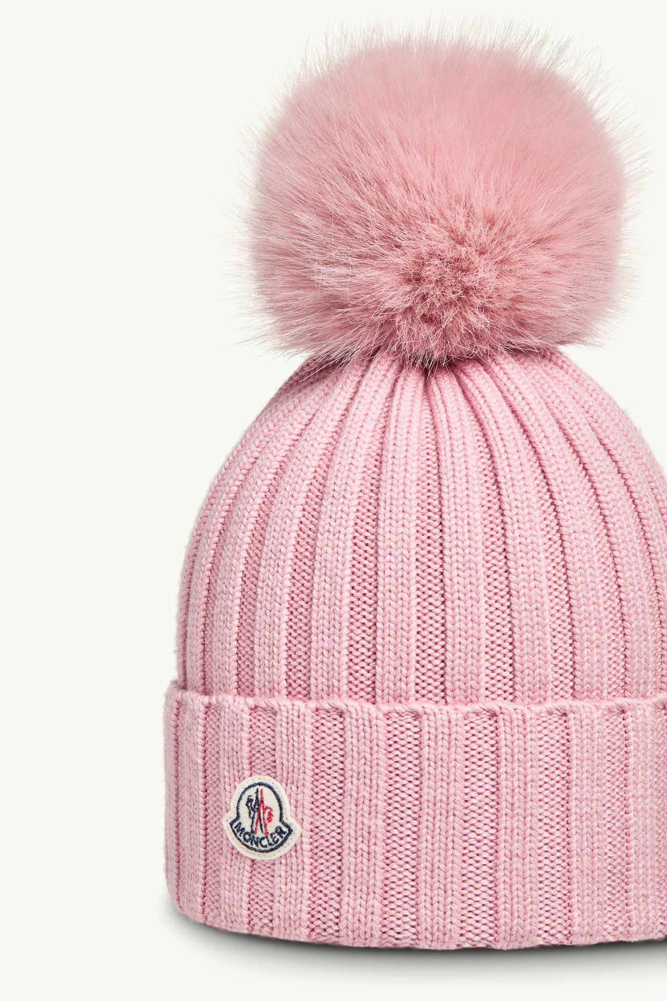 Wool Beanie with Pom Pom Women Pink Moncler 2