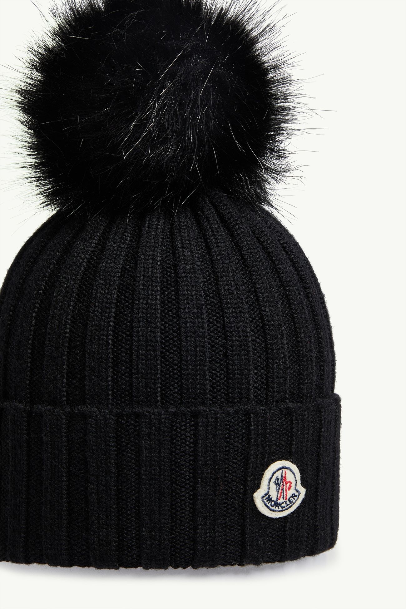 Wool Beanie with Pom Pom Women Black Moncler 2