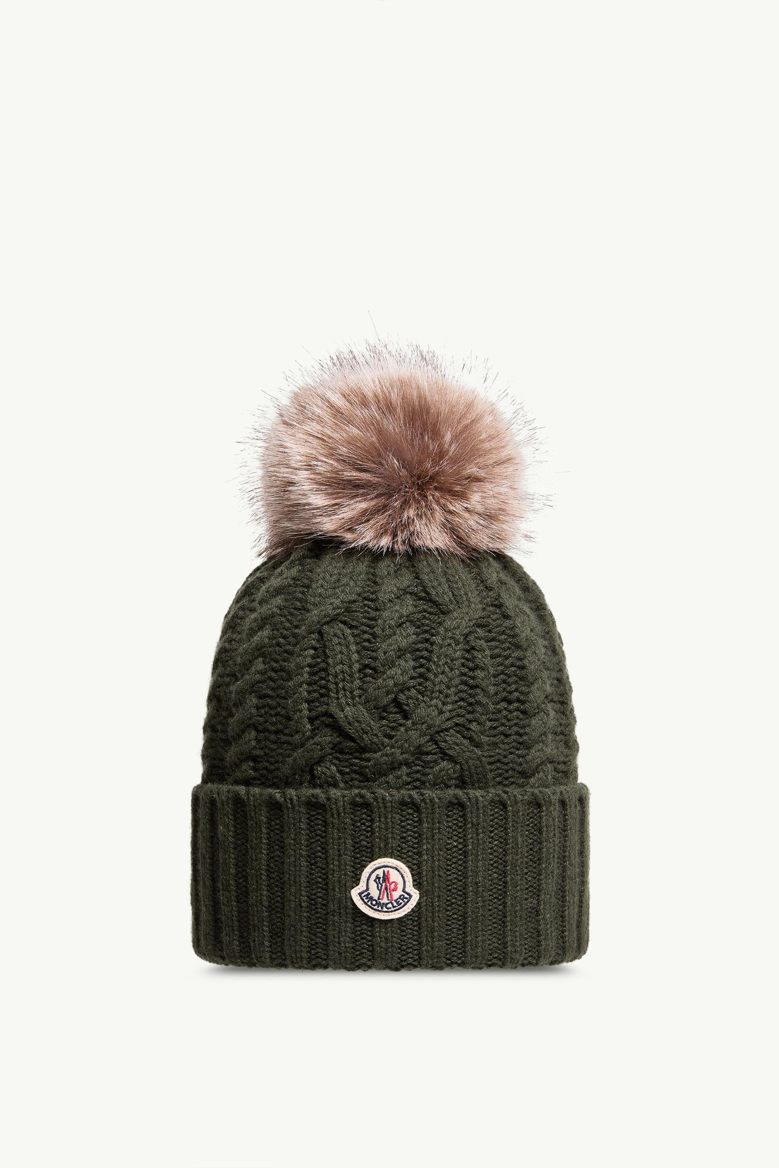Wool & Cashmere Blend Beanie with Pom Pom Women Dark Green Moncler, 1 of 0