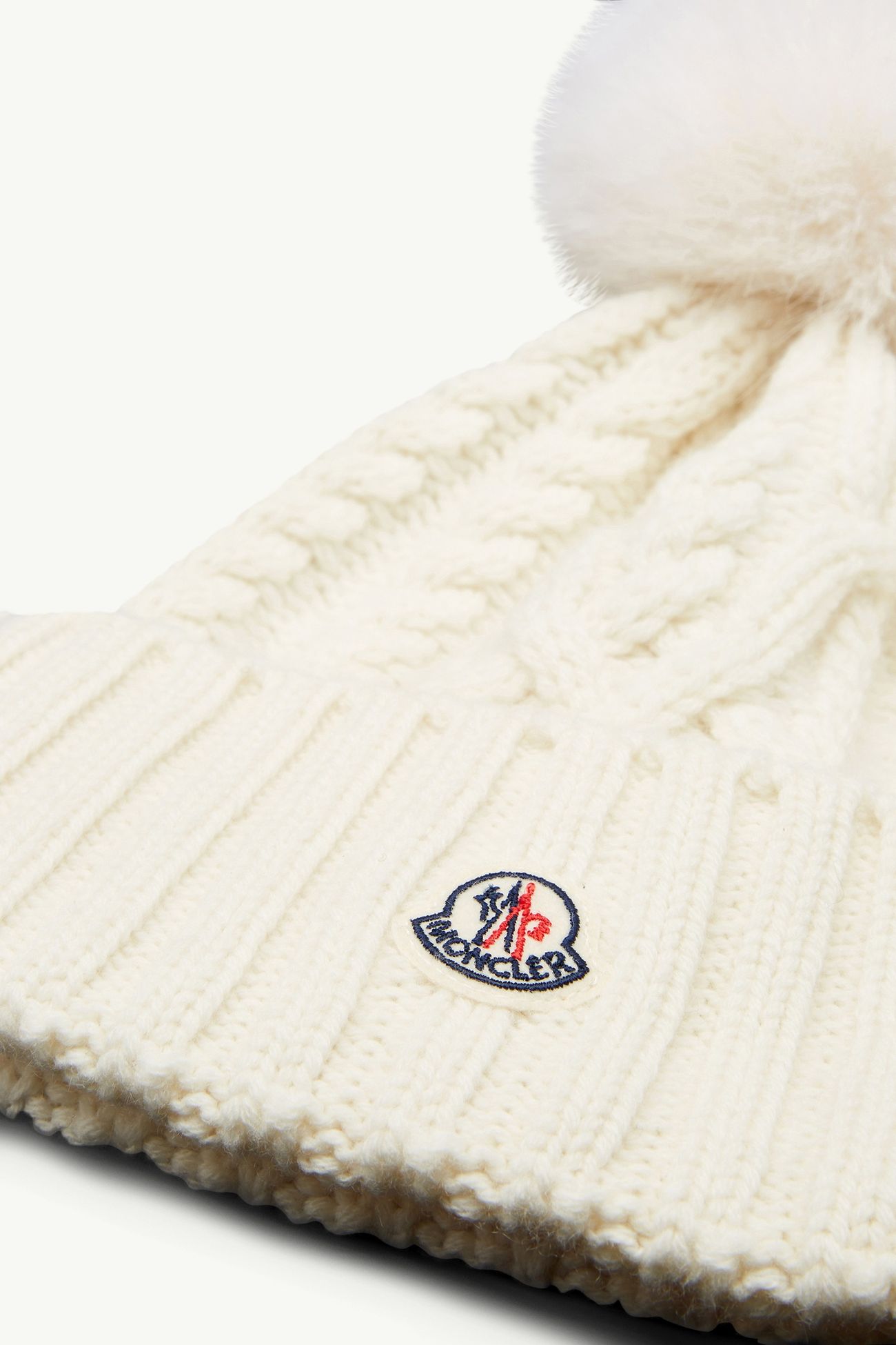 Berretto in misto lana e cashmere con pon pon Donna Bianco Ottico Moncler 2